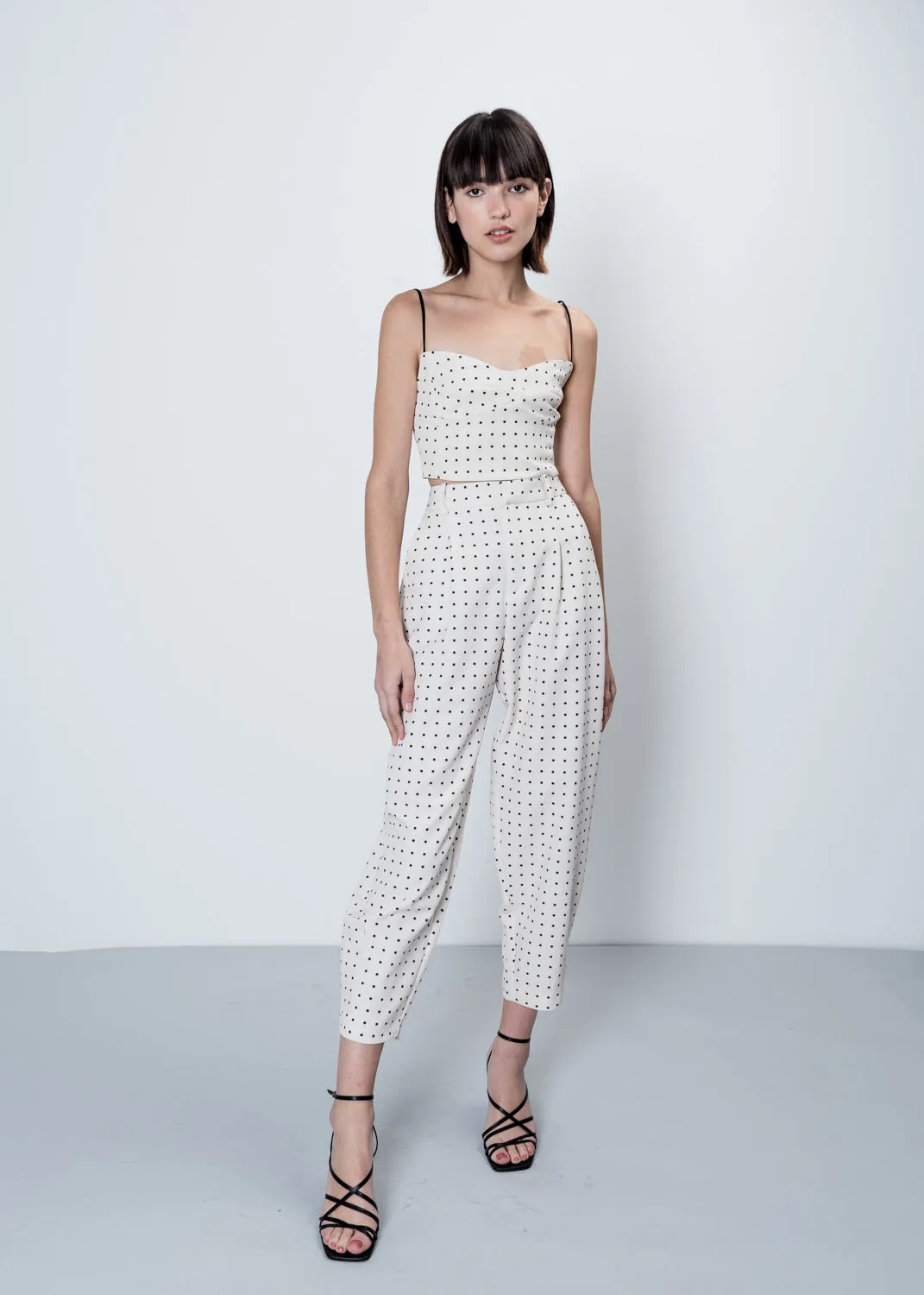 Pantaloni morbidi con stampa a pois