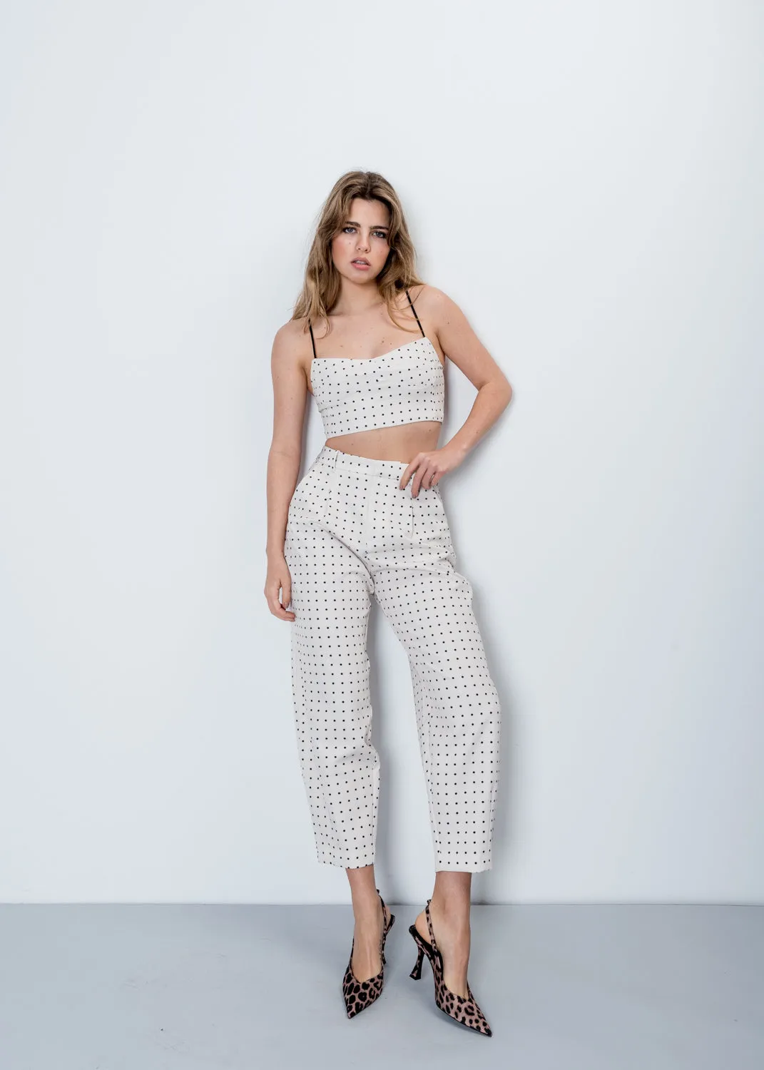 Pantaloni morbidi con stampa a pois