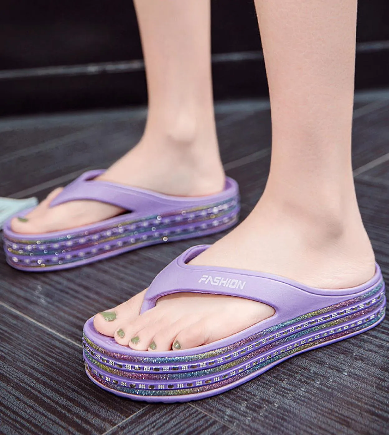 Pantofole con plateau da donna Scarpe estive da pavimento per la casa Infradito da spiaggia da donna Soft Eva Suola spessa Moda