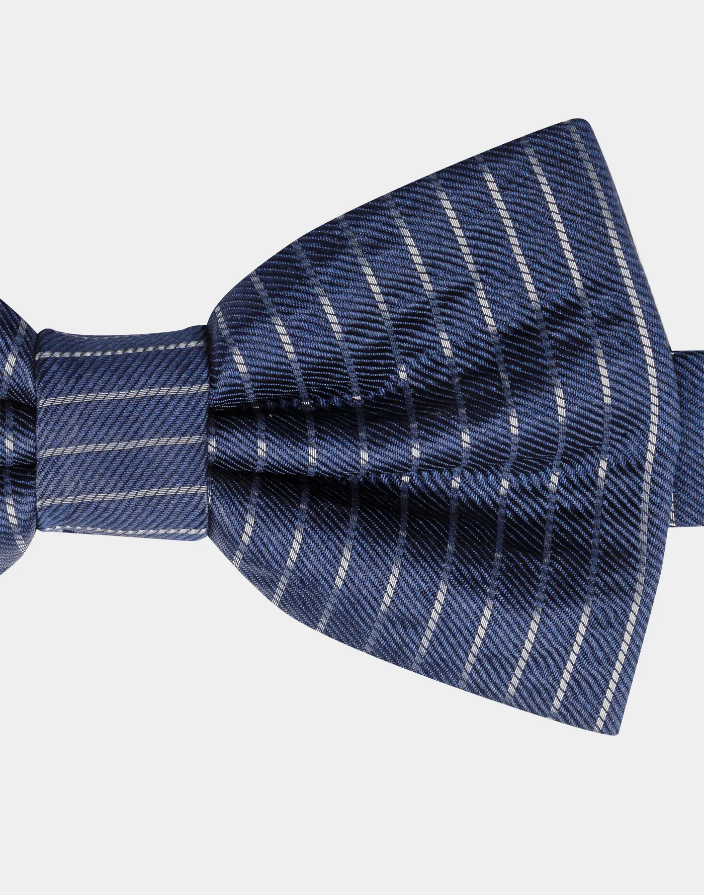 Papillon in seta rigata in lurex blu