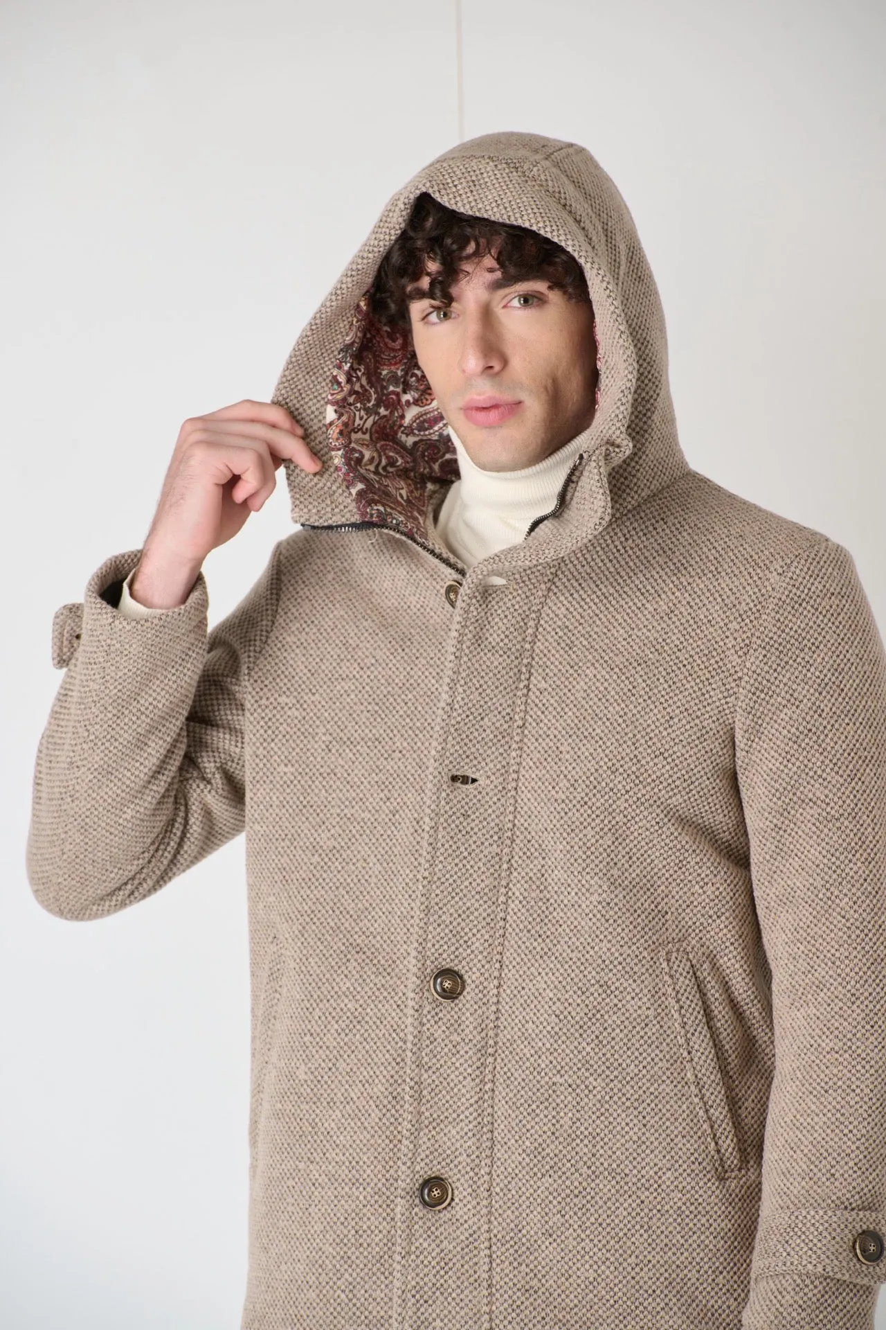 Parka punto riso Sabbia con fodera in Tessuto V2