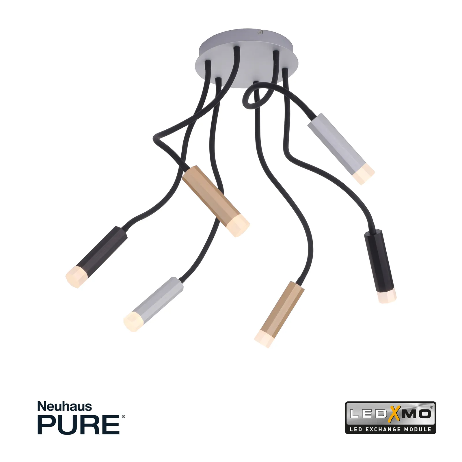 Paul Neuhaus Pure-Gemin plafoniera LED 6 luci mix