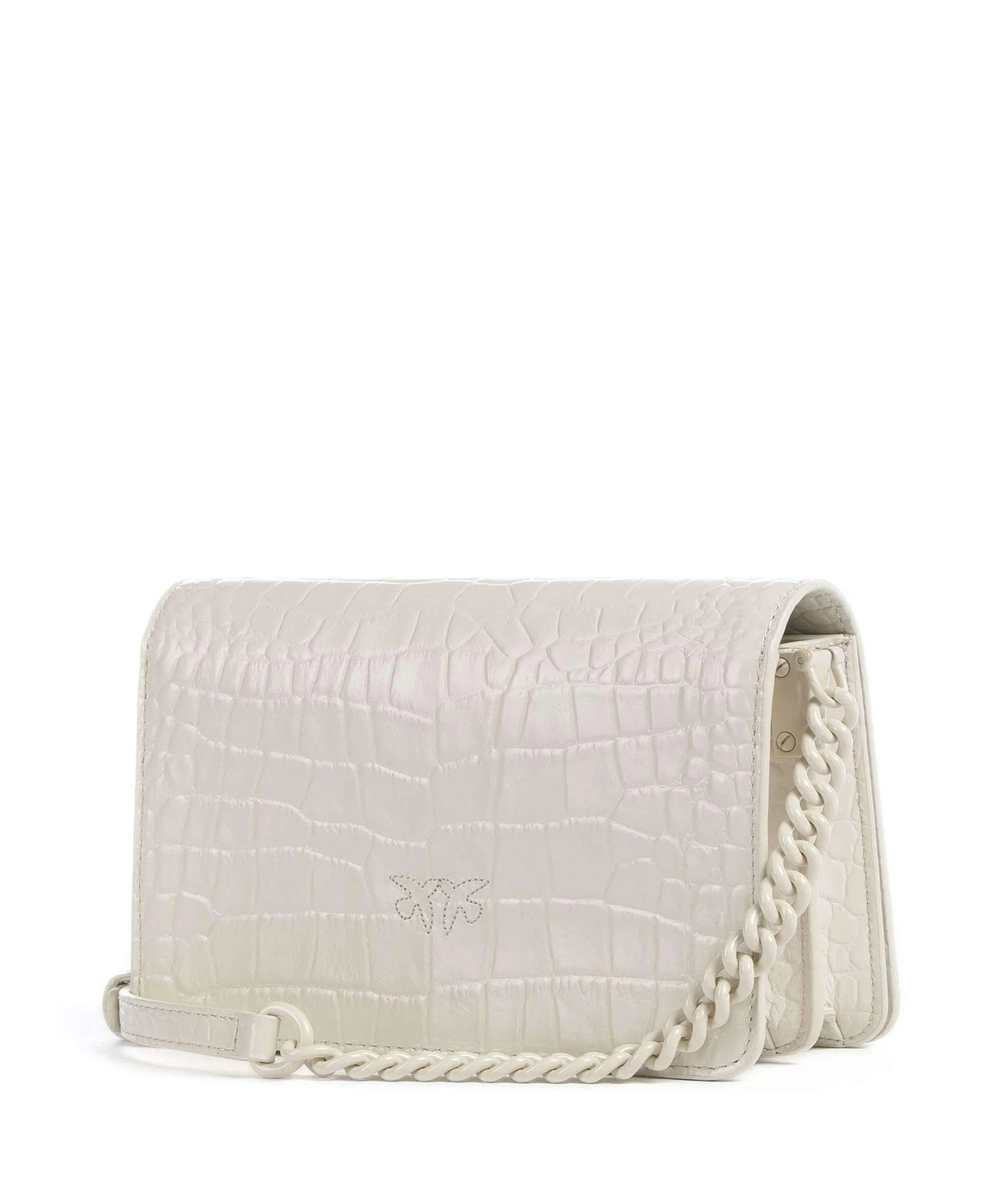  Pinko Love Click Mini Borsa a tracolla pelle di vitello goffrata avorio  