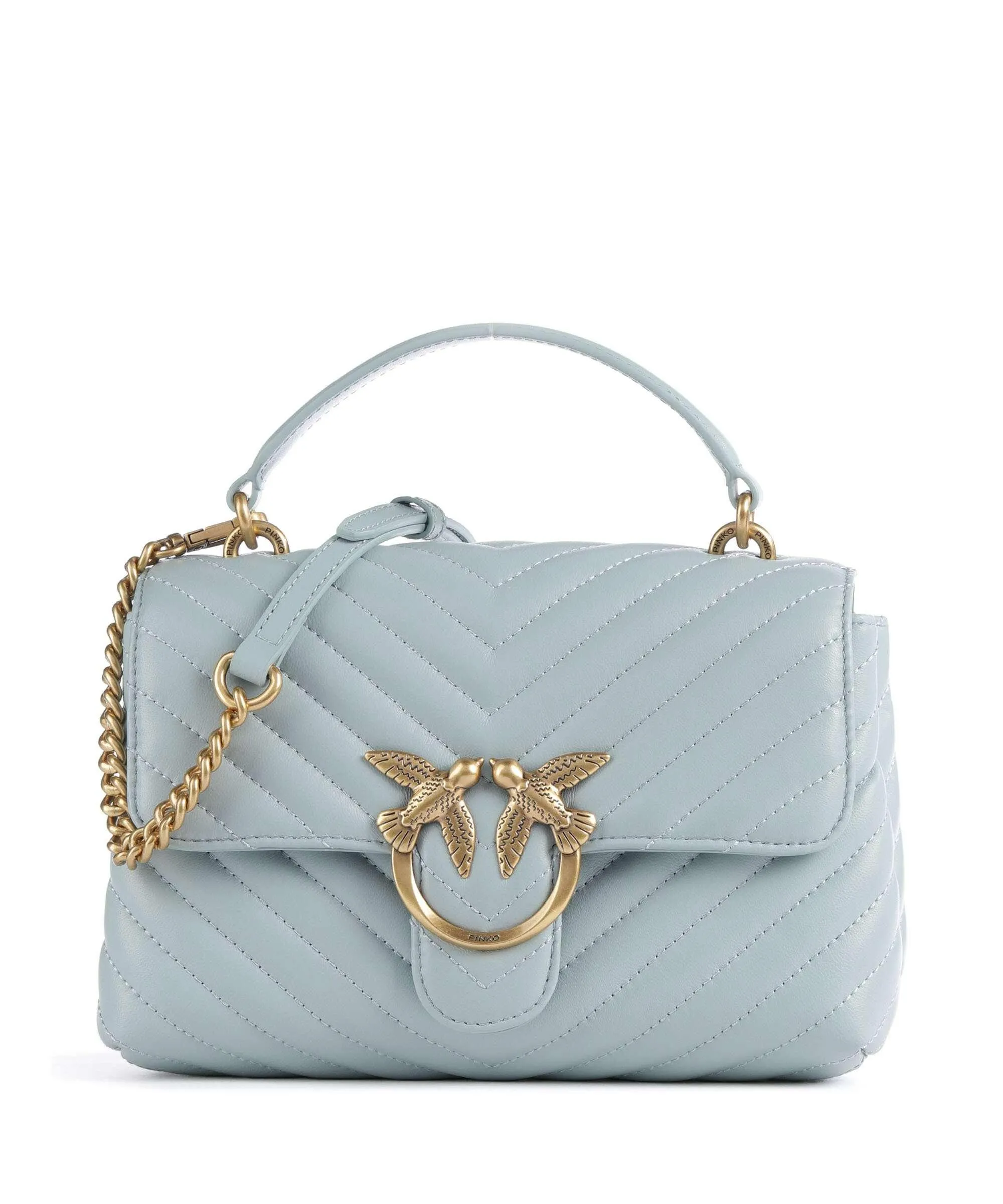  Pinko Love Lady Puff Mini Borsa a tracolla pelle di pecora blu chiaro  