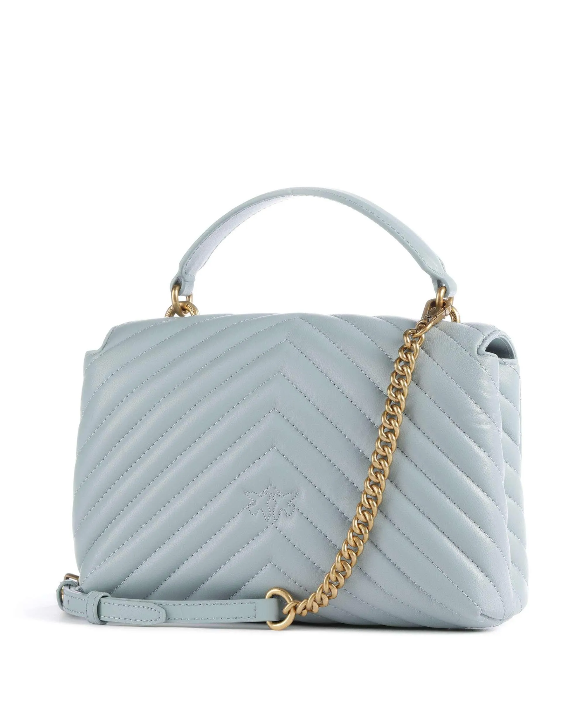  Pinko Love Lady Puff Mini Borsa a tracolla pelle di pecora blu chiaro  
