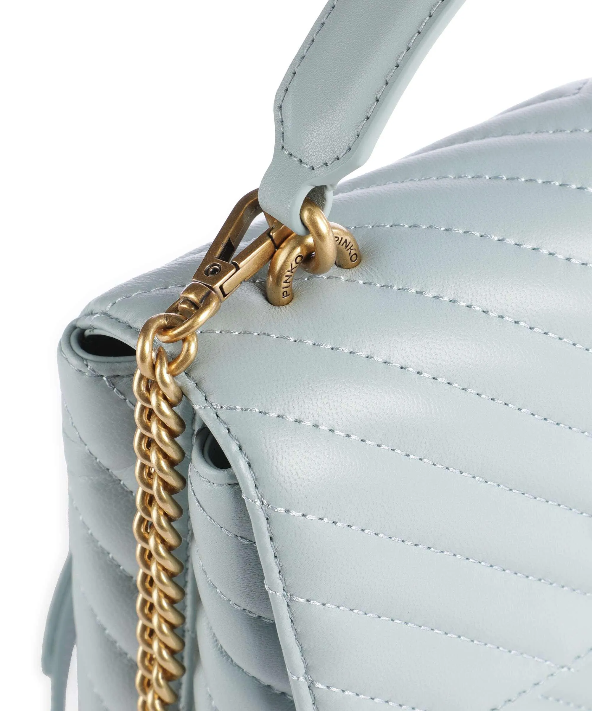  Pinko Love Lady Puff Mini Borsa a tracolla pelle di pecora blu chiaro  