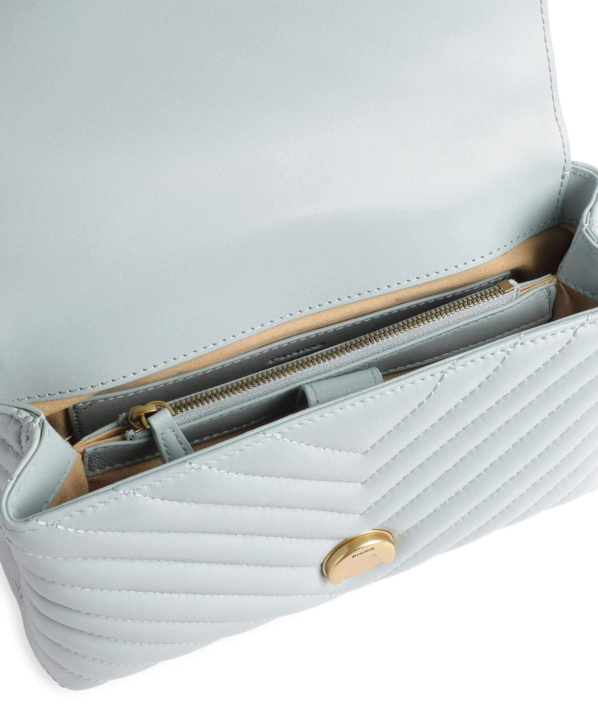  Pinko Love Lady Puff Mini Borsa a tracolla pelle di pecora blu chiaro  
