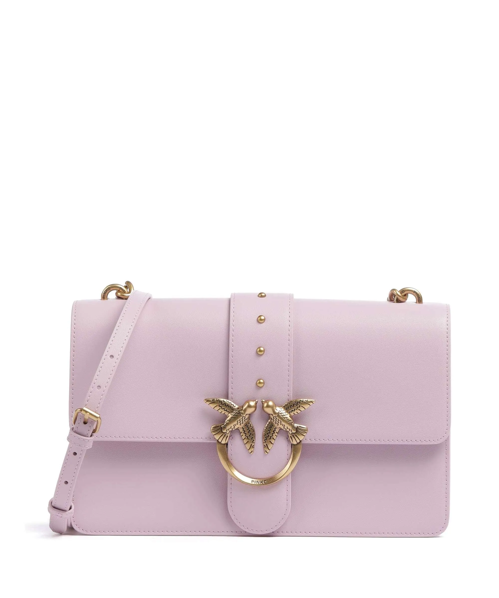  Pinko Love One Classic Borsa a tracolla pelle di vacchetta finemente grana viola  
