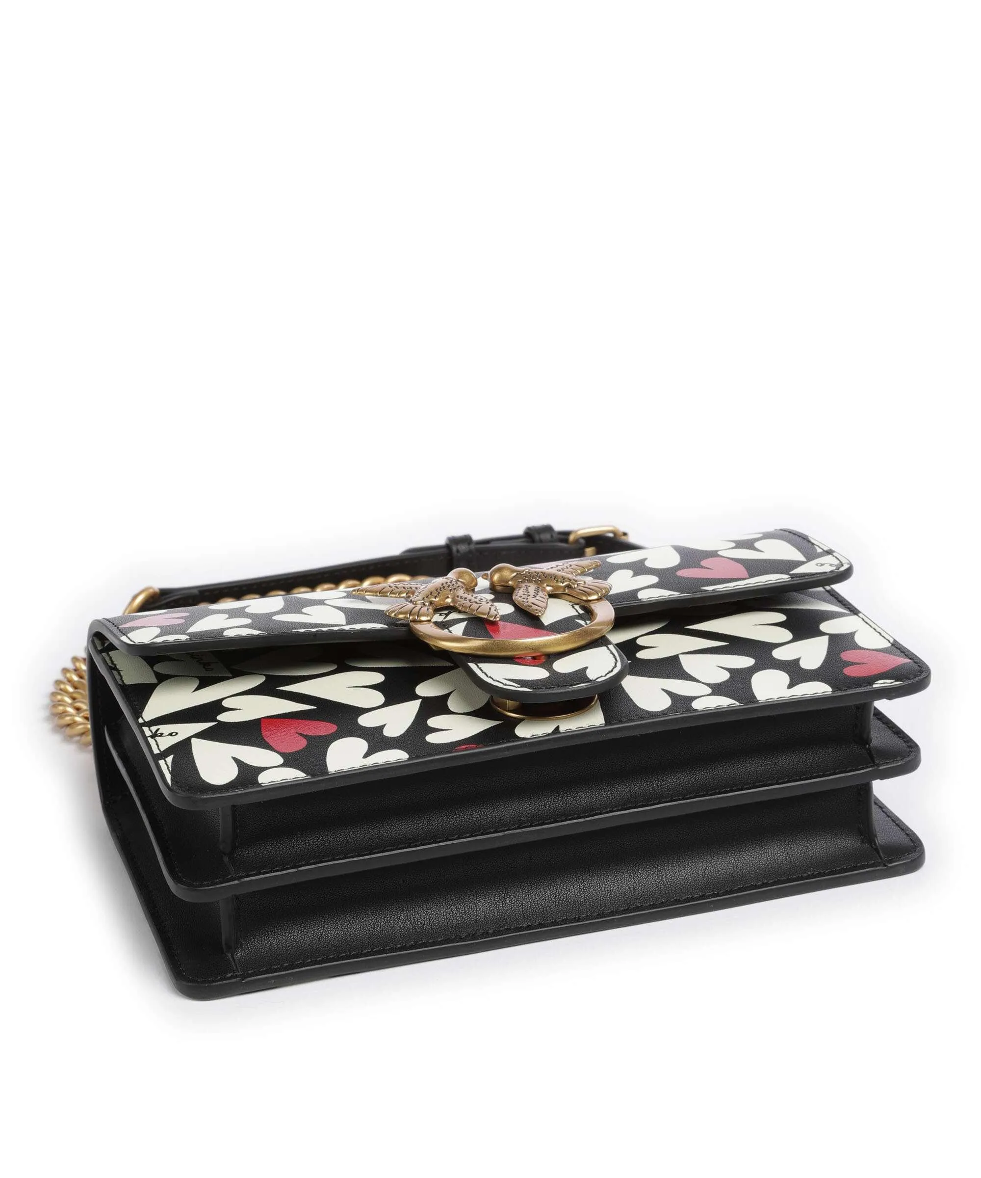  Pinko Love One Mini Borsa a spalla pelle di vacchetta finemente grana nero  