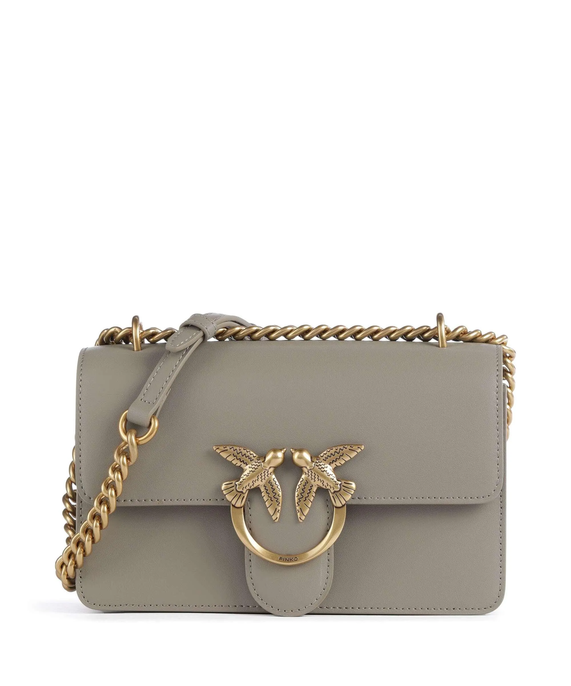  Pinko Love One Mini Borsa a spalla pelle di vacchetta finemente grana taupe  
