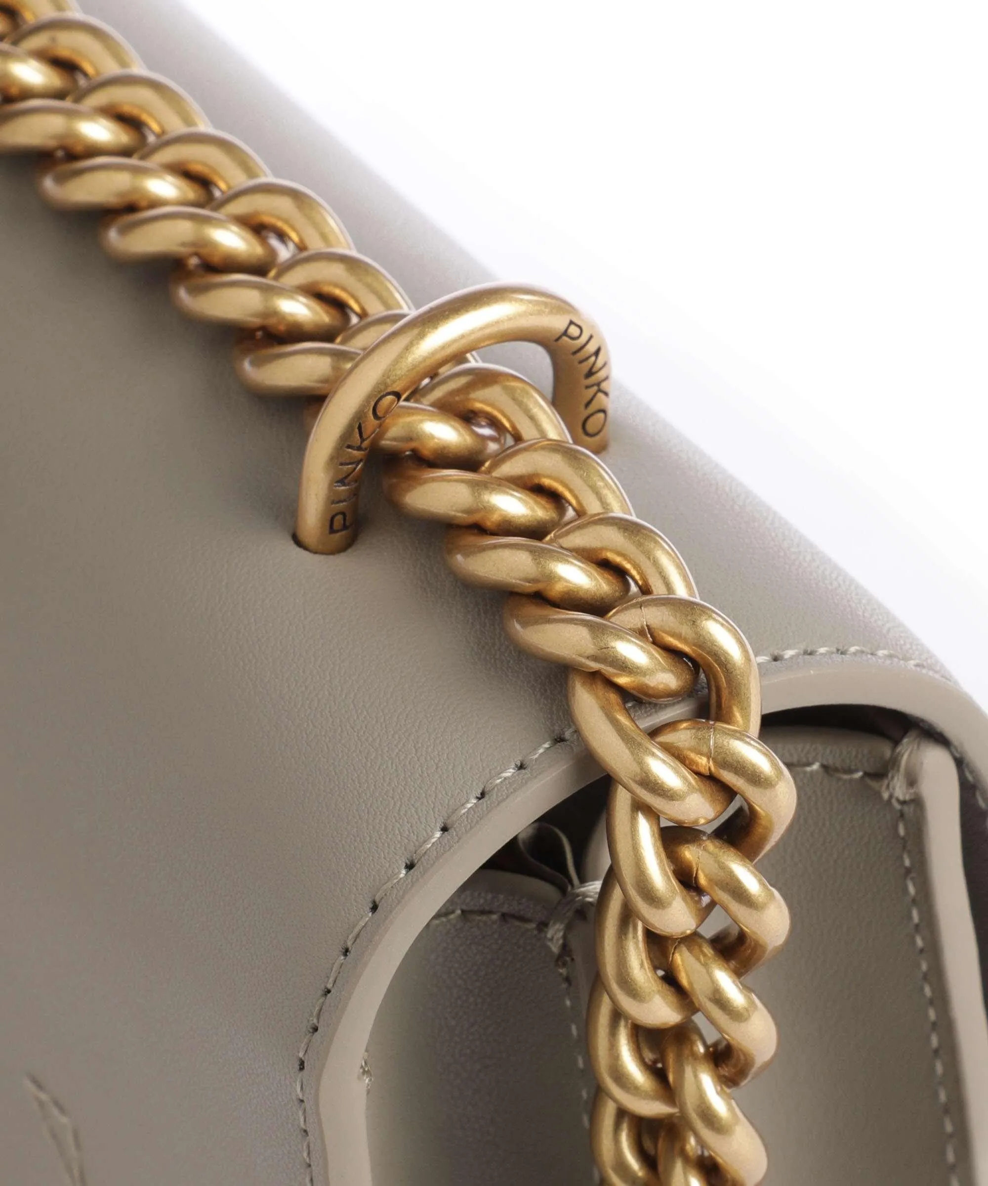  Pinko Love One Mini Borsa a spalla pelle di vacchetta finemente grana taupe  