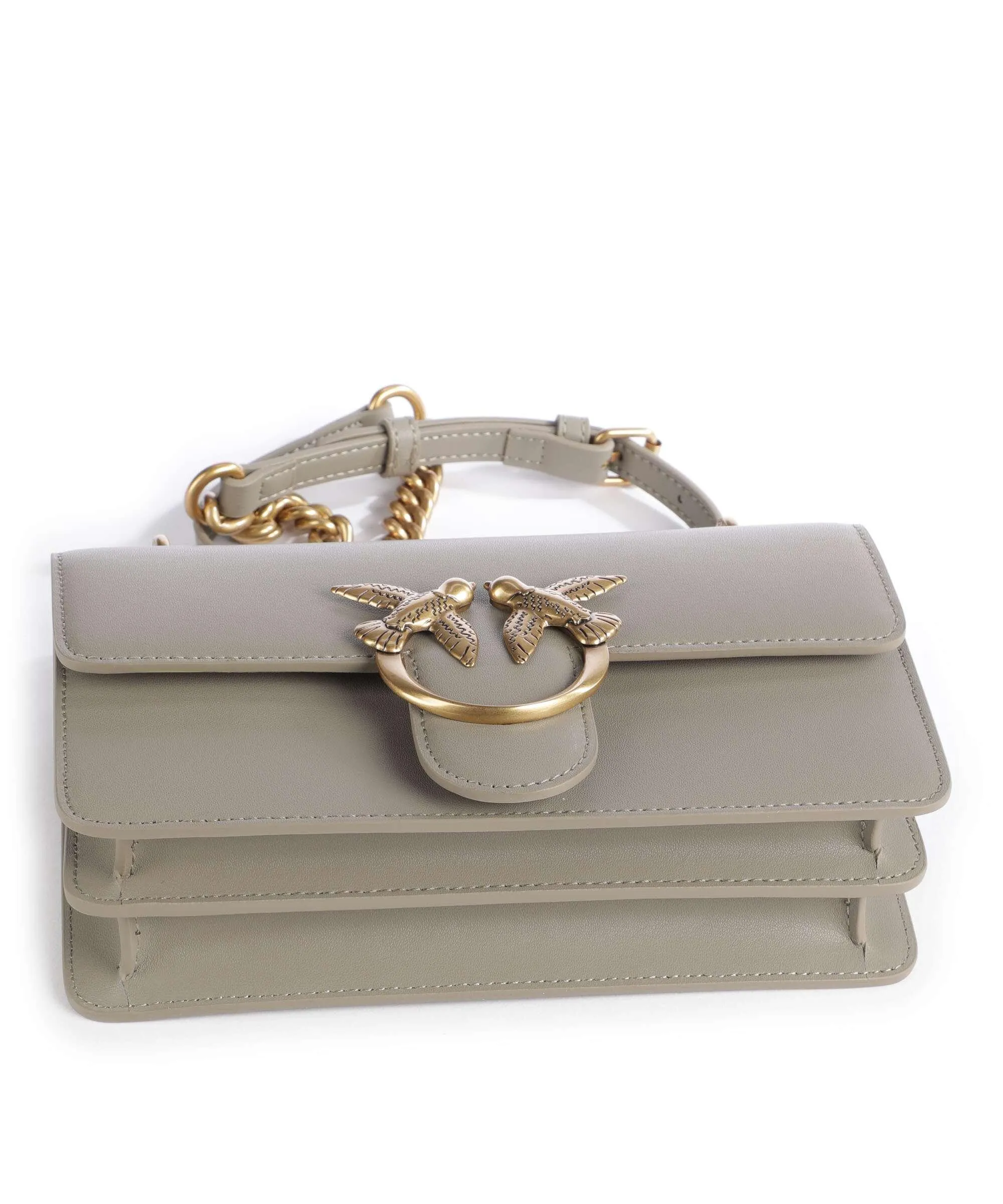  Pinko Love One Mini Borsa a spalla pelle di vacchetta finemente grana taupe  