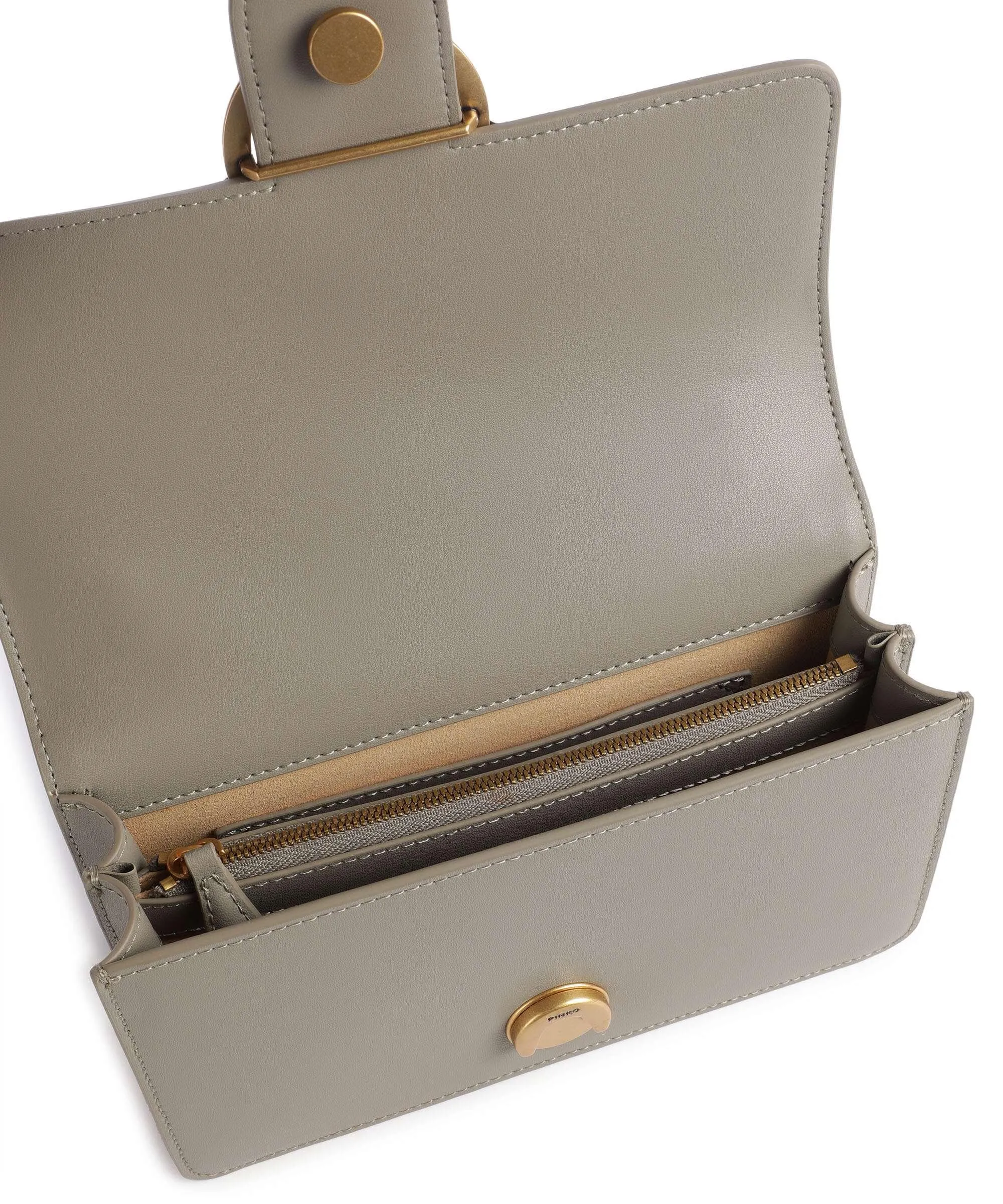  Pinko Love One Mini Borsa a spalla pelle di vacchetta finemente grana taupe  