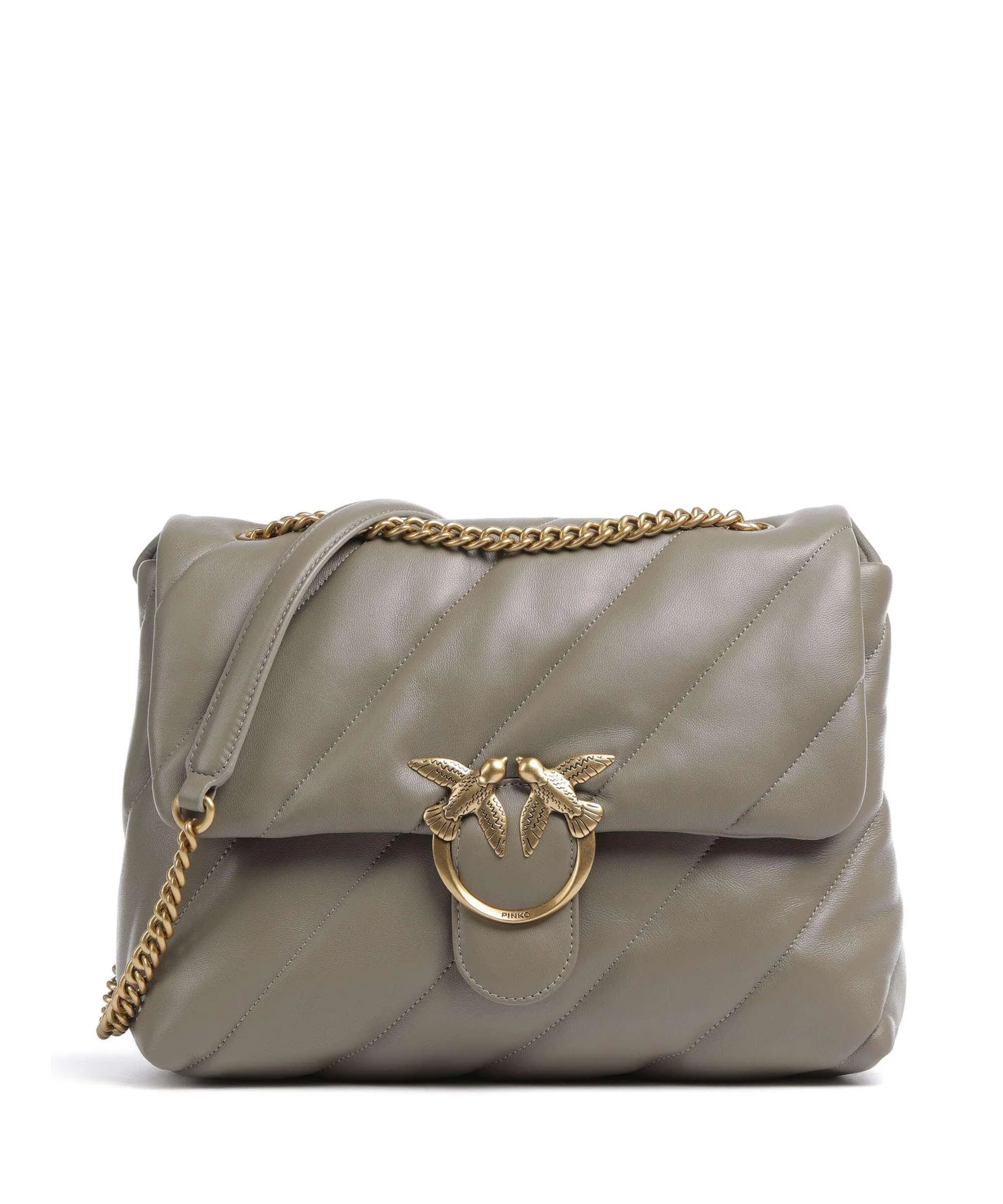  Pinko Love Puff Big Borsa a spalla pelle di pecora taupe  