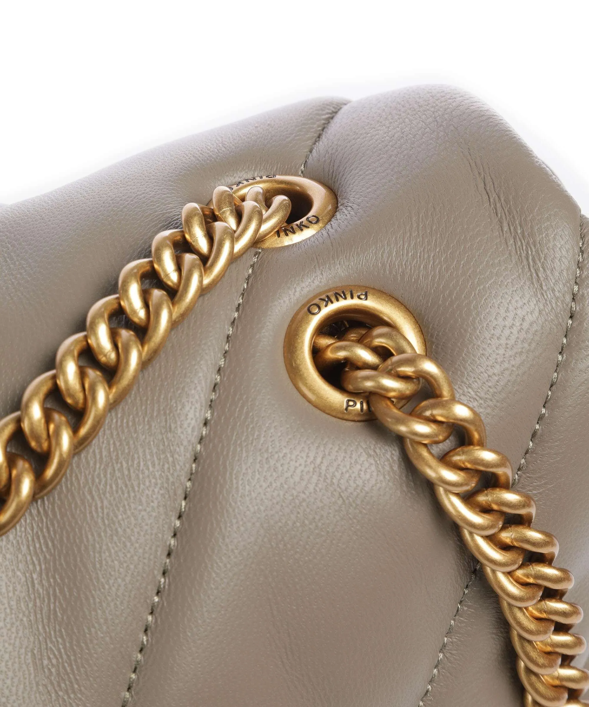  Pinko Love Puff Big Borsa a spalla pelle di pecora taupe  