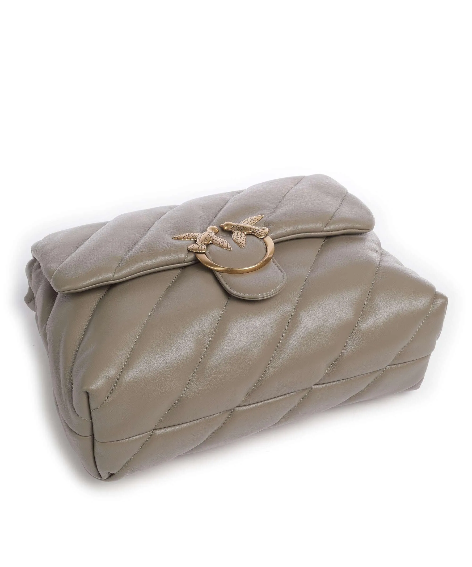  Pinko Love Puff Big Borsa a spalla pelle di pecora taupe  