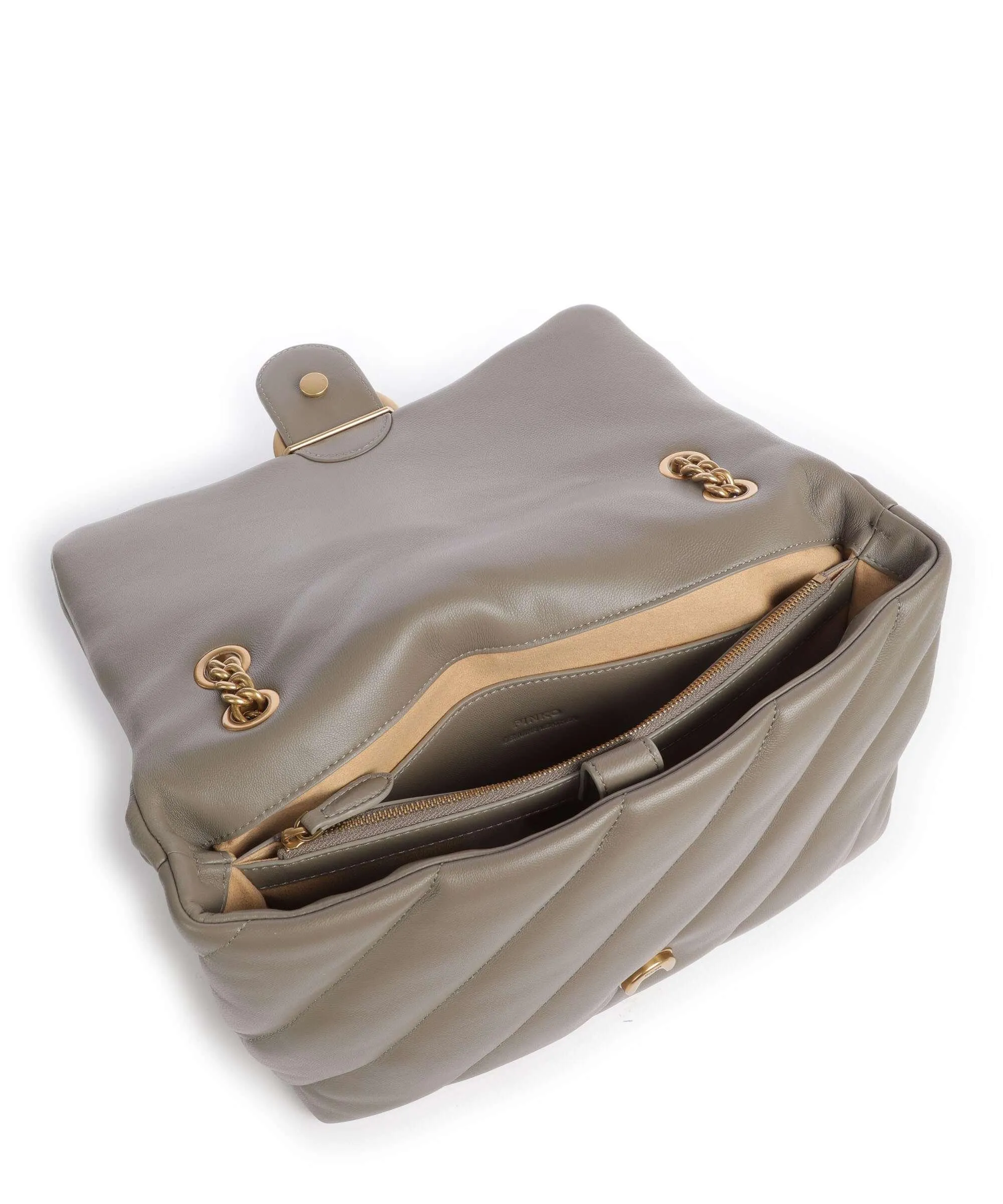  Pinko Love Puff Big Borsa a spalla pelle di pecora taupe  