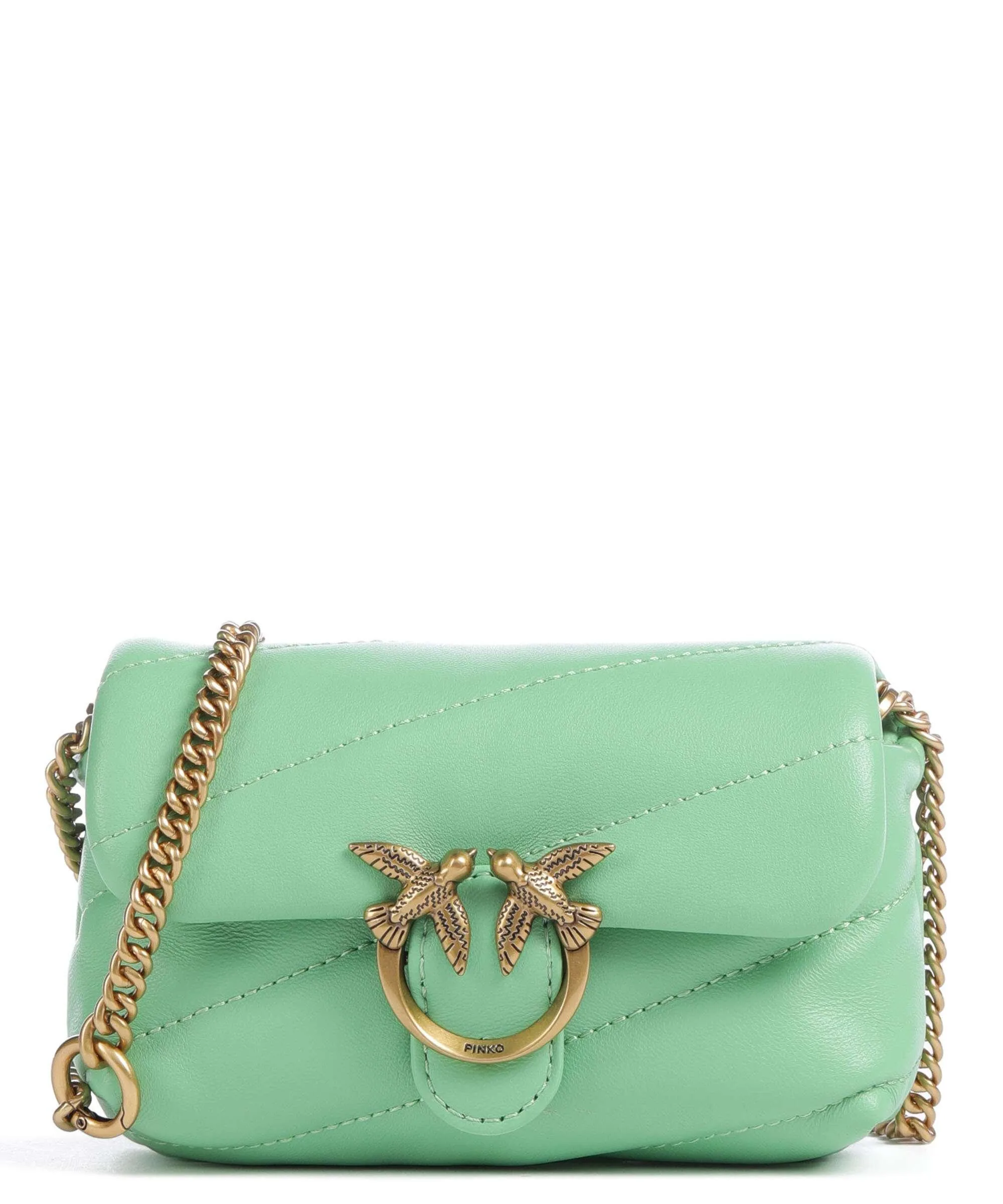  Pinko Love Puff Micro Borsa a tracolla pelle di pecora verde menta  