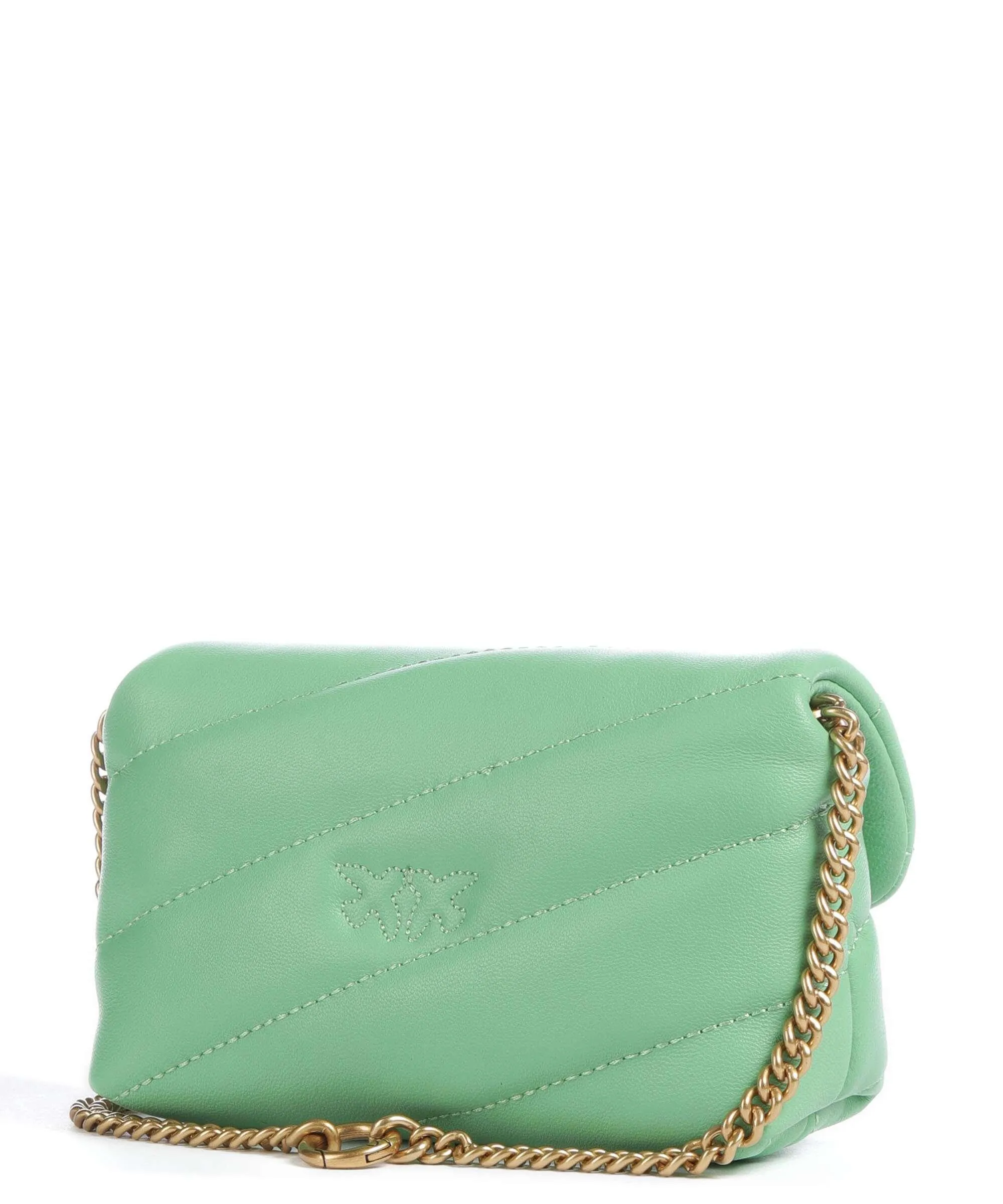  Pinko Love Puff Micro Borsa a tracolla pelle di pecora verde menta  