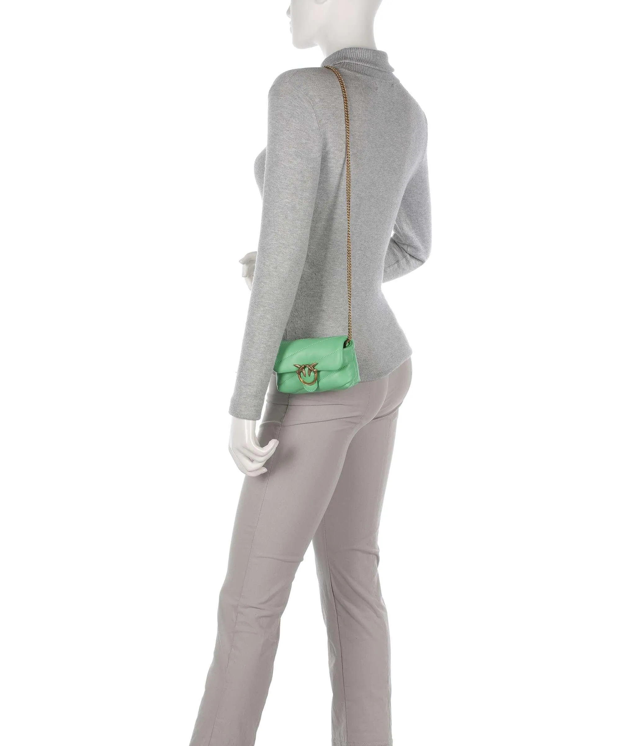  Pinko Love Puff Micro Borsa a tracolla pelle di pecora verde menta  