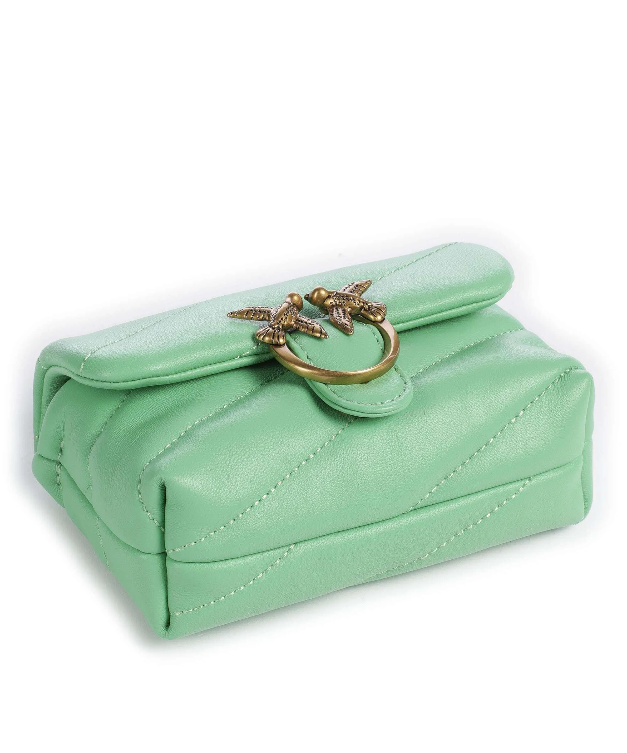  Pinko Love Puff Micro Borsa a tracolla pelle di pecora verde menta  
