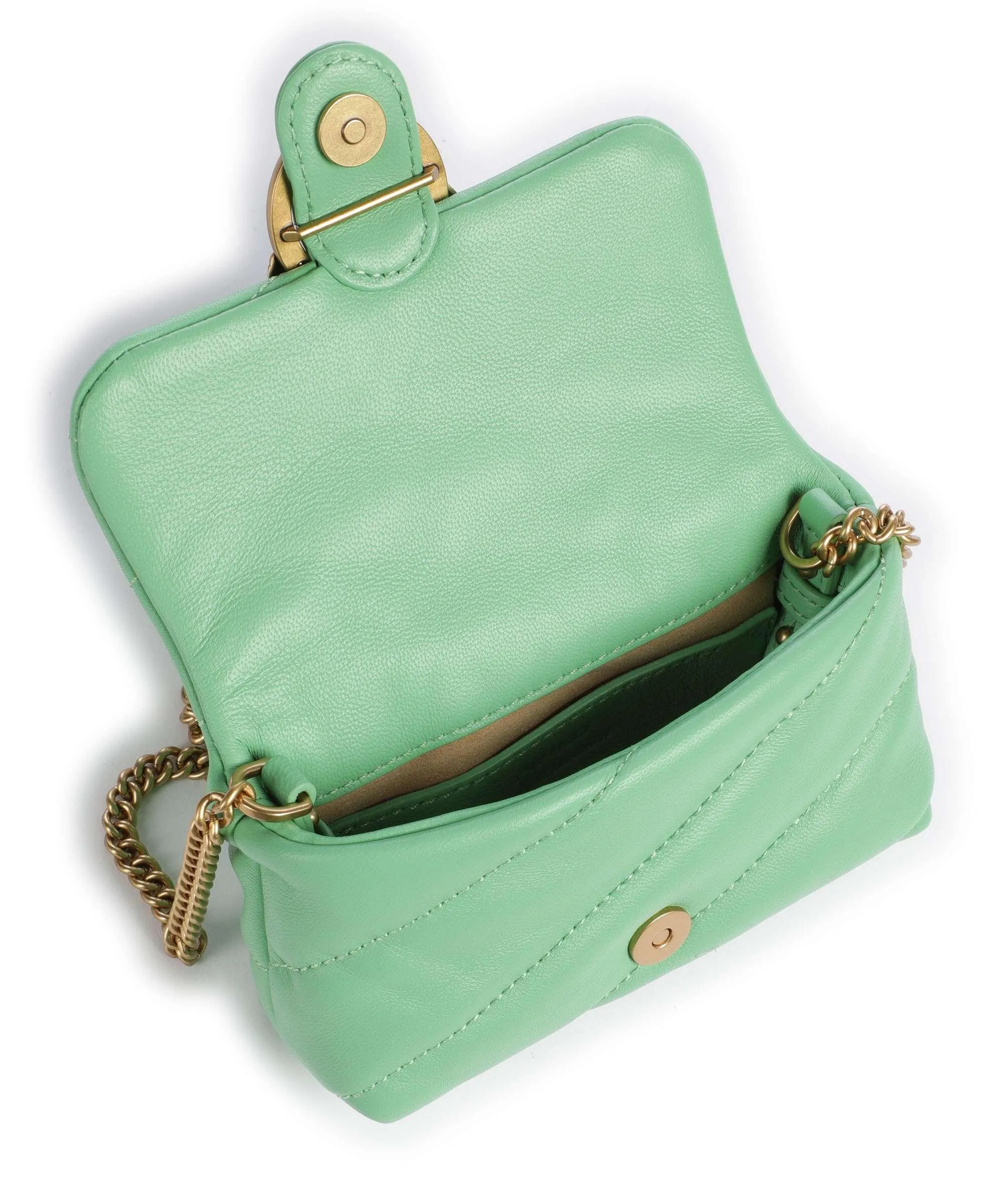  Pinko Love Puff Micro Borsa a tracolla pelle di pecora verde menta  