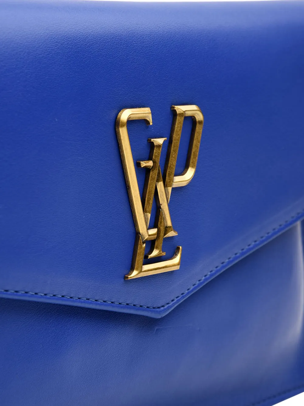 Pochette blu con tracolla in gold Donna