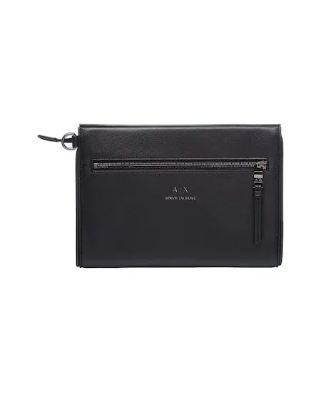 Pochette nera in similpelle martellata con listino removibile