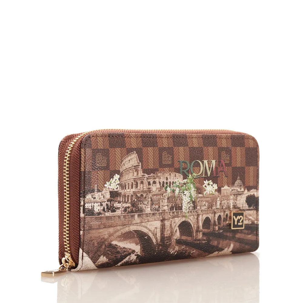 Portafoglio Donna Y NOT CIT-361 Stampa Rome Chiusura Zip Around