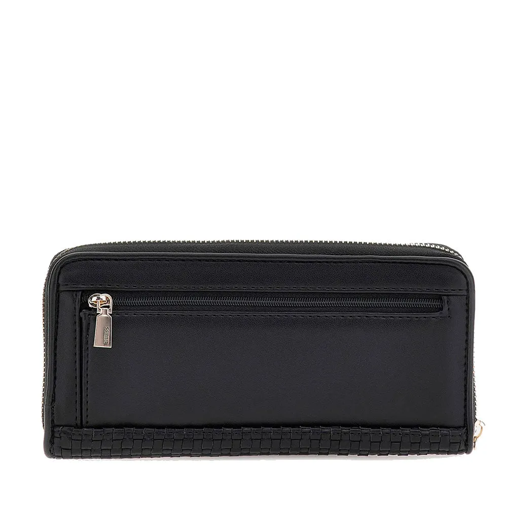 Portafoglio GUESS Chiuso con Zip Linea Etel colore Nero