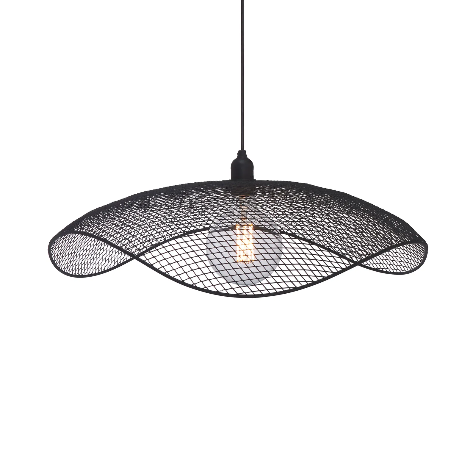 PR Home Lampada a sospensione Vivi, paralume a traliccio, nero, Ø 61 cm