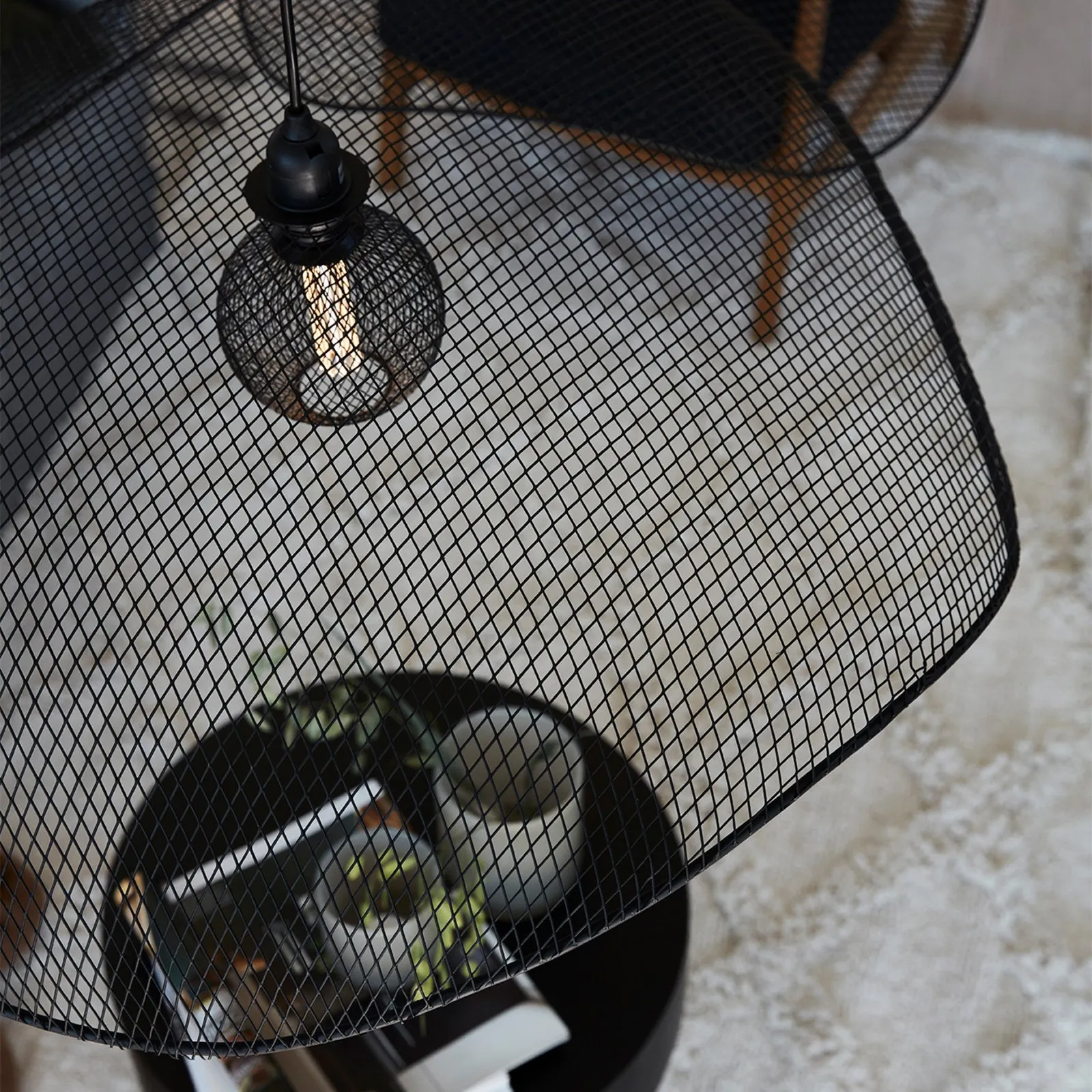 PR Home Lampada a sospensione Vivi, paralume a traliccio, nero, Ø 61 cm