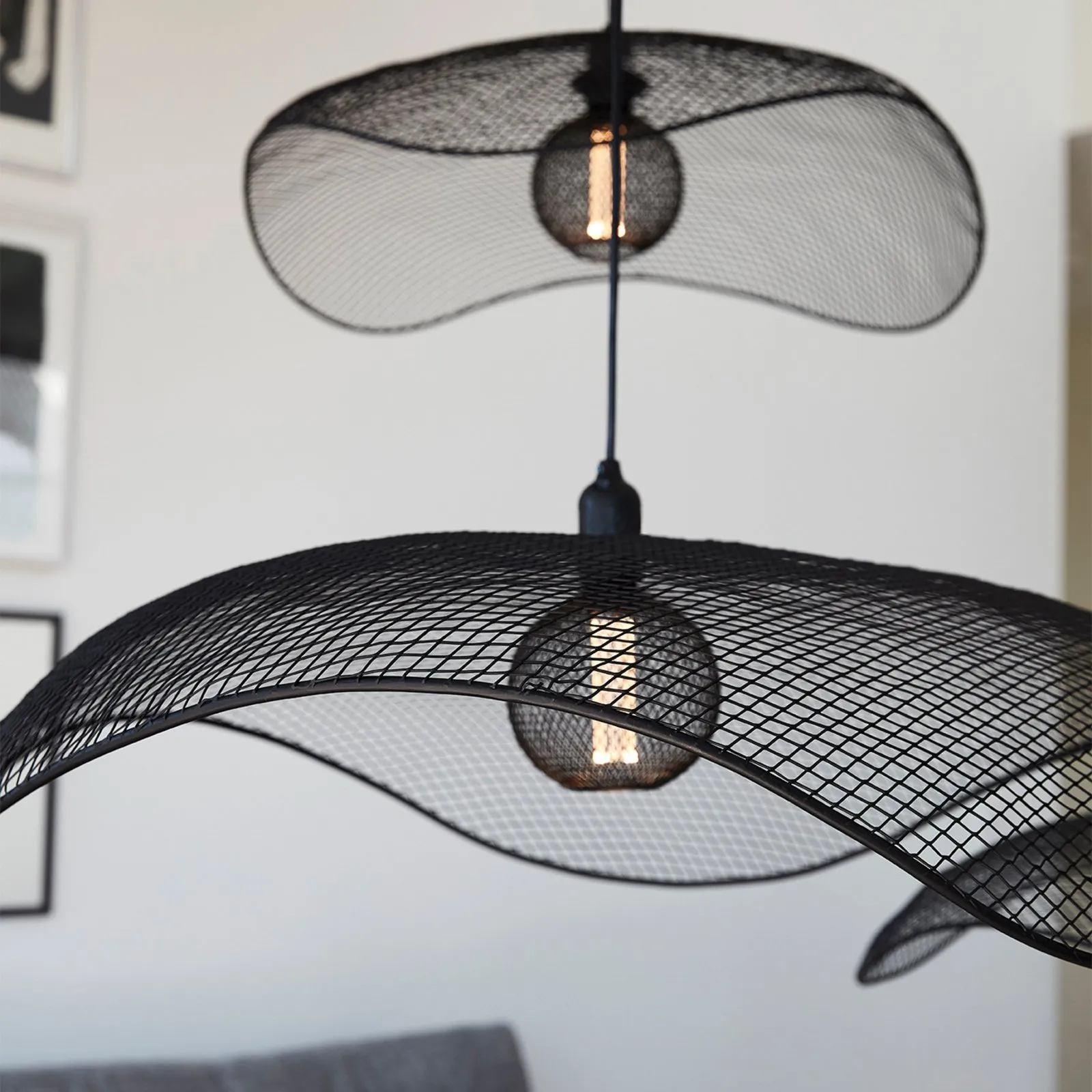 PR Home Lampada a sospensione Vivi, paralume a traliccio, nero, Ø 61 cm