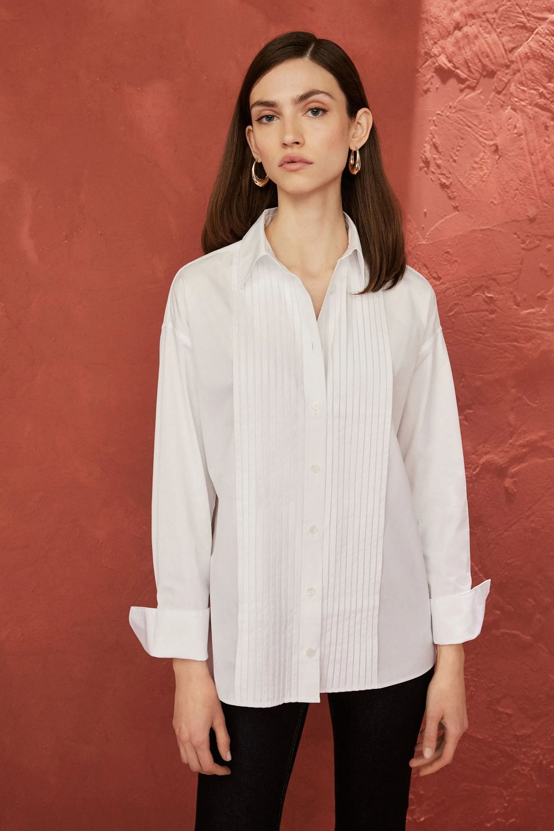 Premium A pieghe Manica lunga Camicia