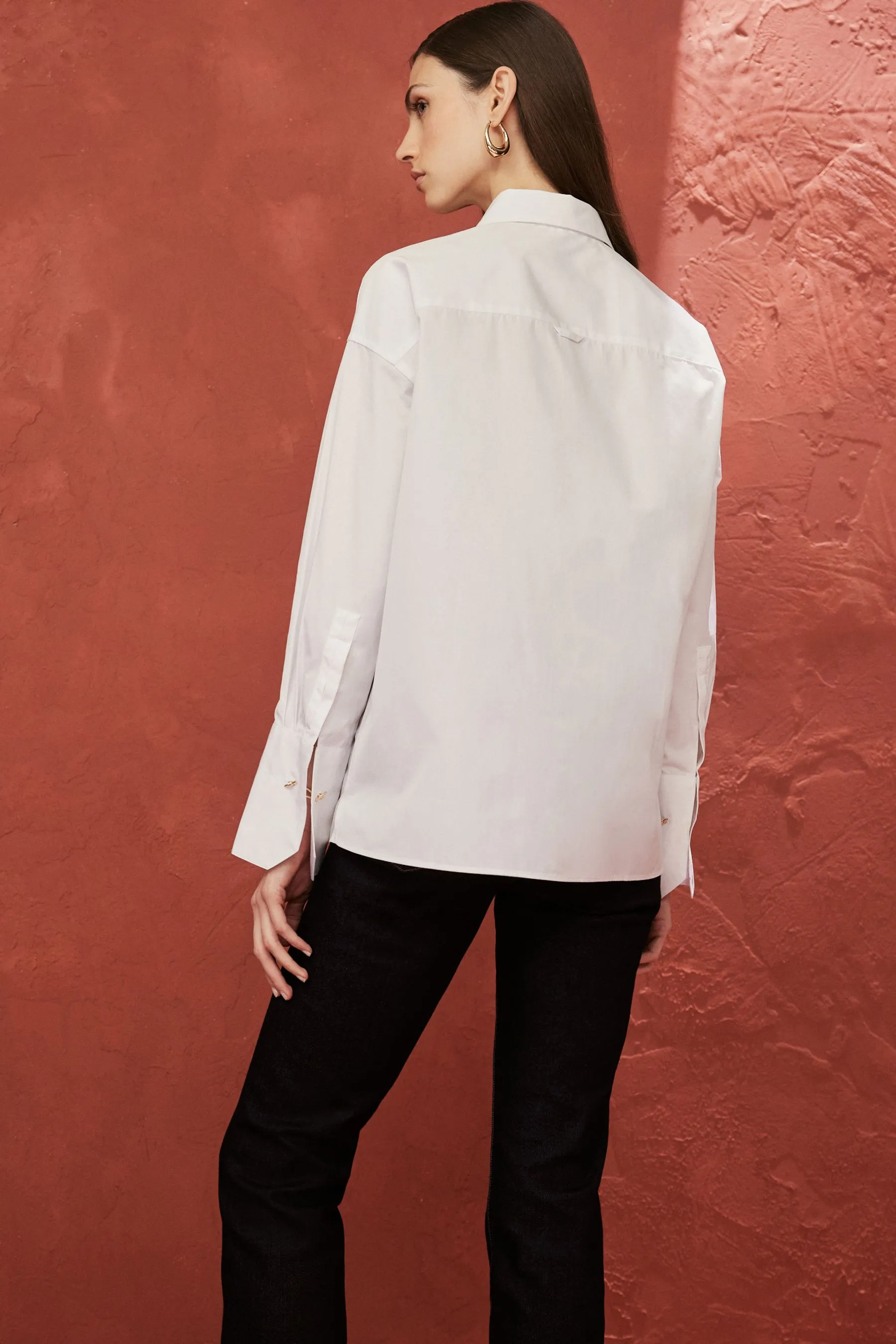 Premium A pieghe Manica lunga Camicia