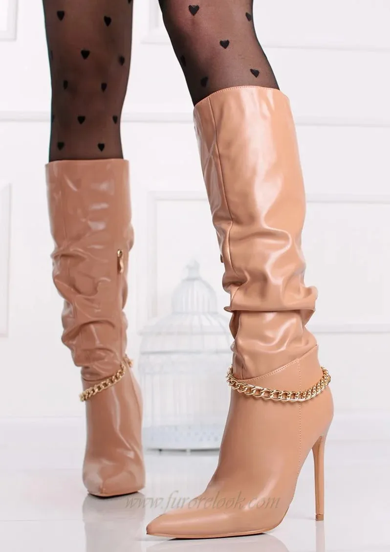 PROMO Stivali beige MAR150 - tacco 11,5 cm - numero 36-37-38