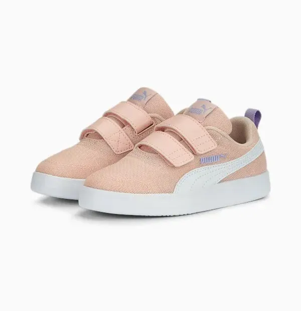 Puma Sneakers da bambina in mesh traspirante Courtflex v2 371758-13 rose dust-white-vivid violet