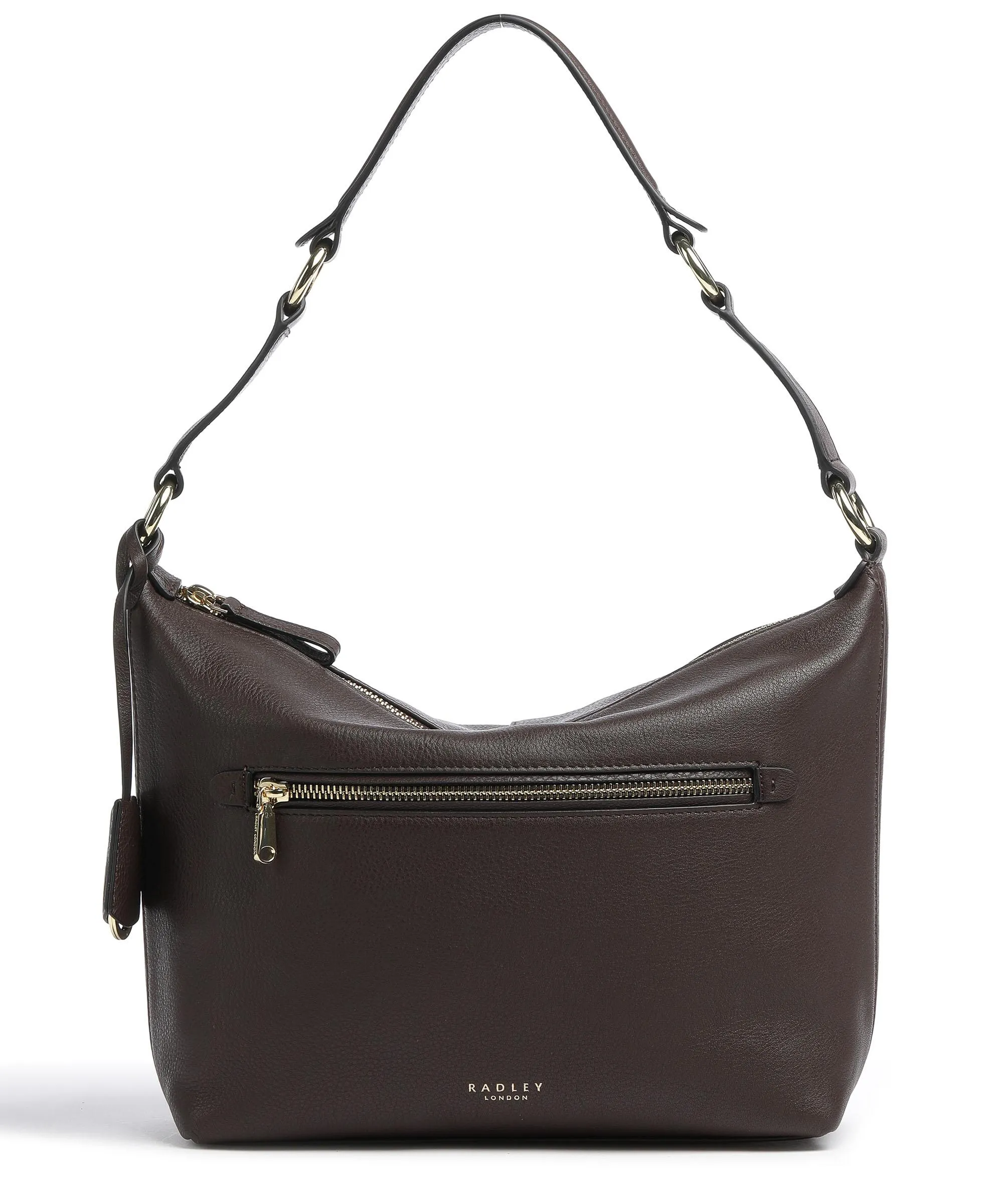  Radley London Witham Road Shearling Borsa hobo pelle granulata marrone scuro  