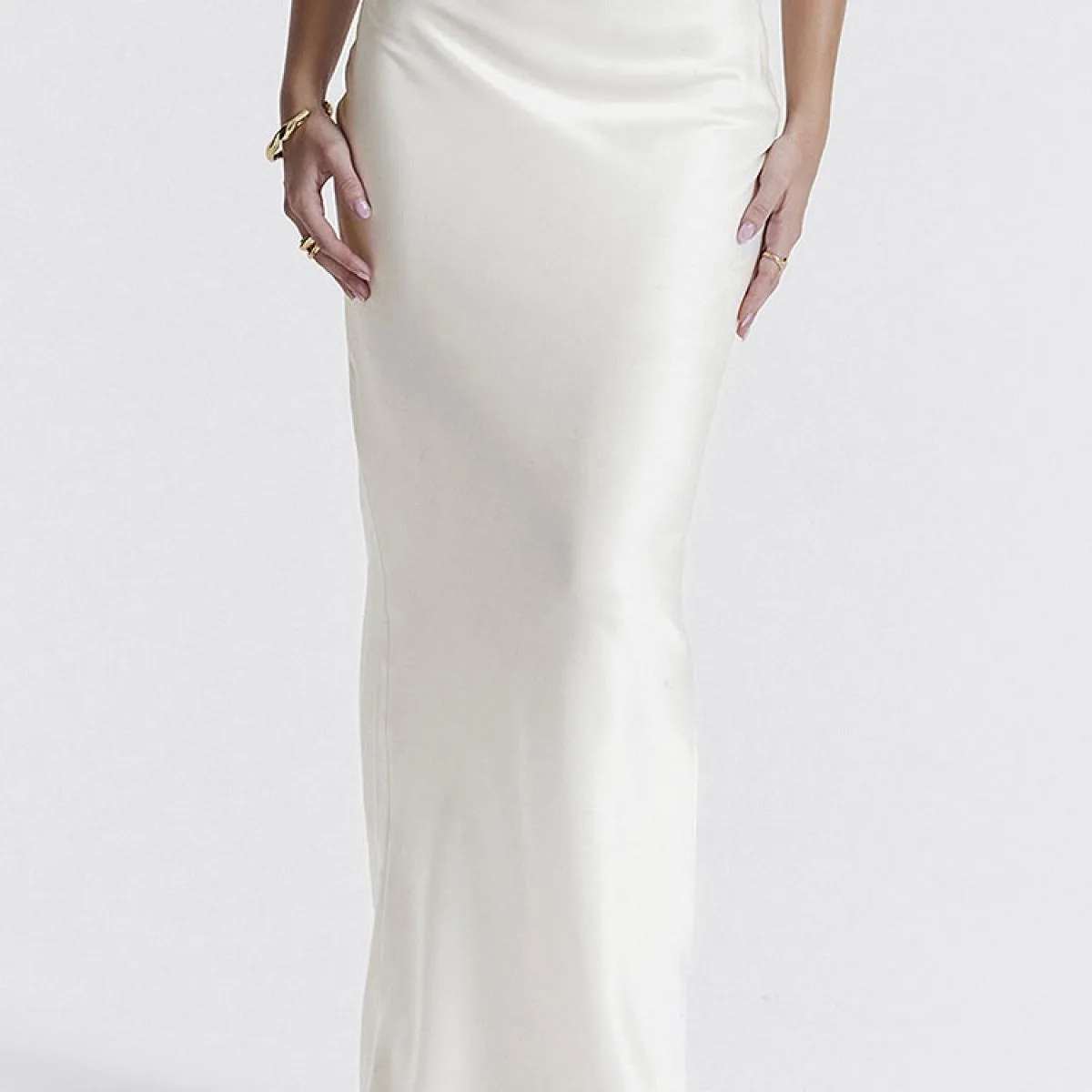 Raso a vita alta per gonna lunga da donna Moda elegante cerniera patchwork gonna lunga slim tinta unita Y2k lunga