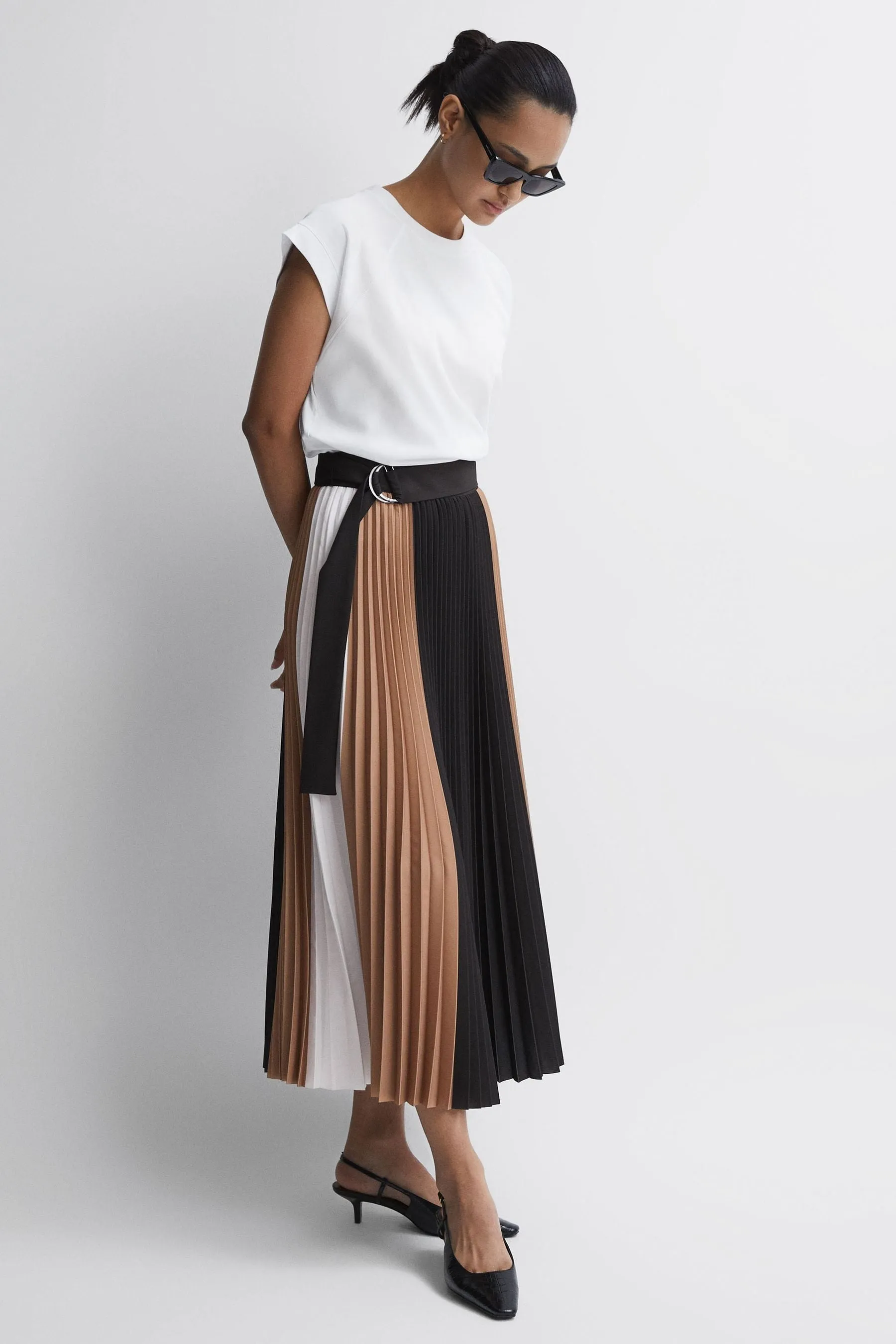 Reiss - Ava - Gonna A pieghe a blocchi di colore    