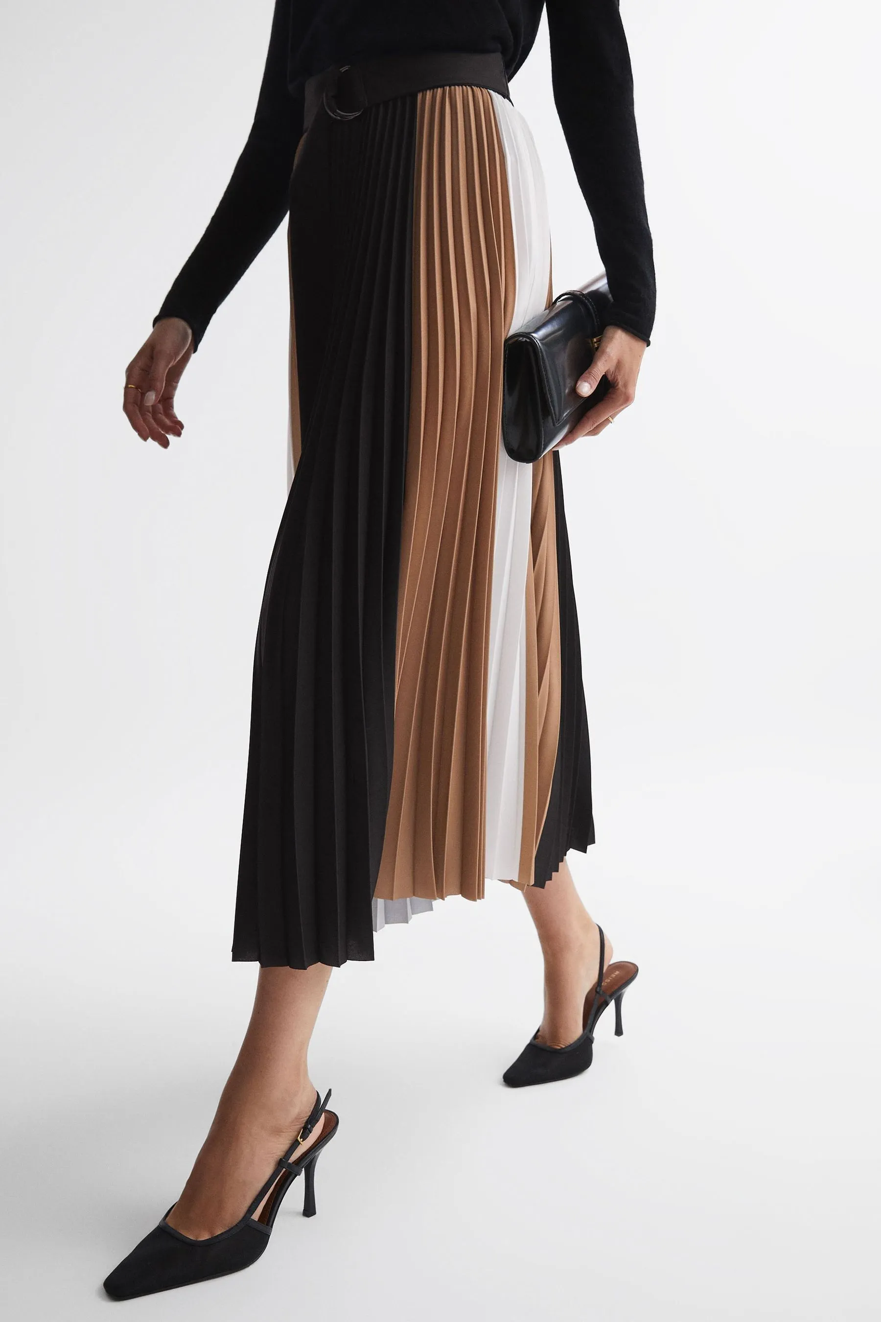 Reiss - Ava - Gonna A pieghe a blocchi di colore    