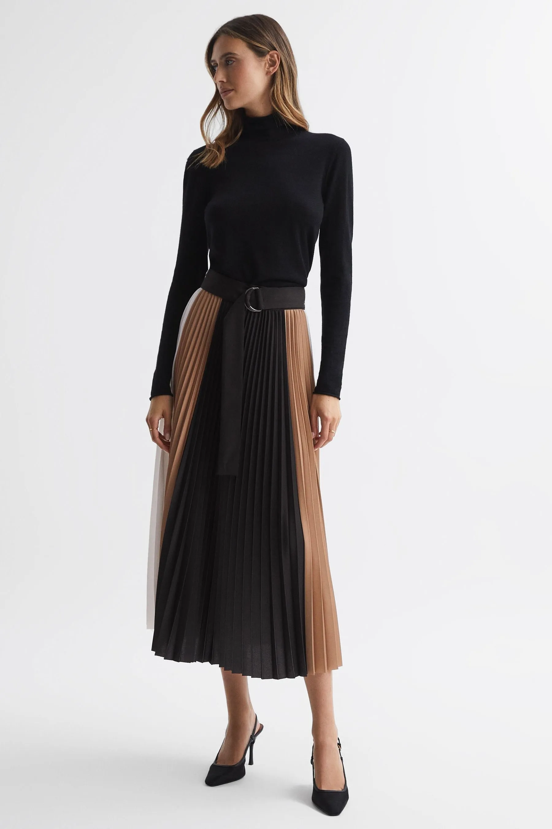 Reiss - Ava - Gonna A pieghe a blocchi di colore    