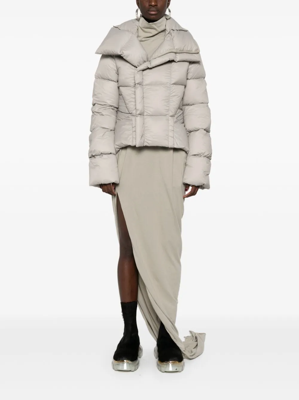 Rick Owens Funnel Neck Cropped Giacca imbottita