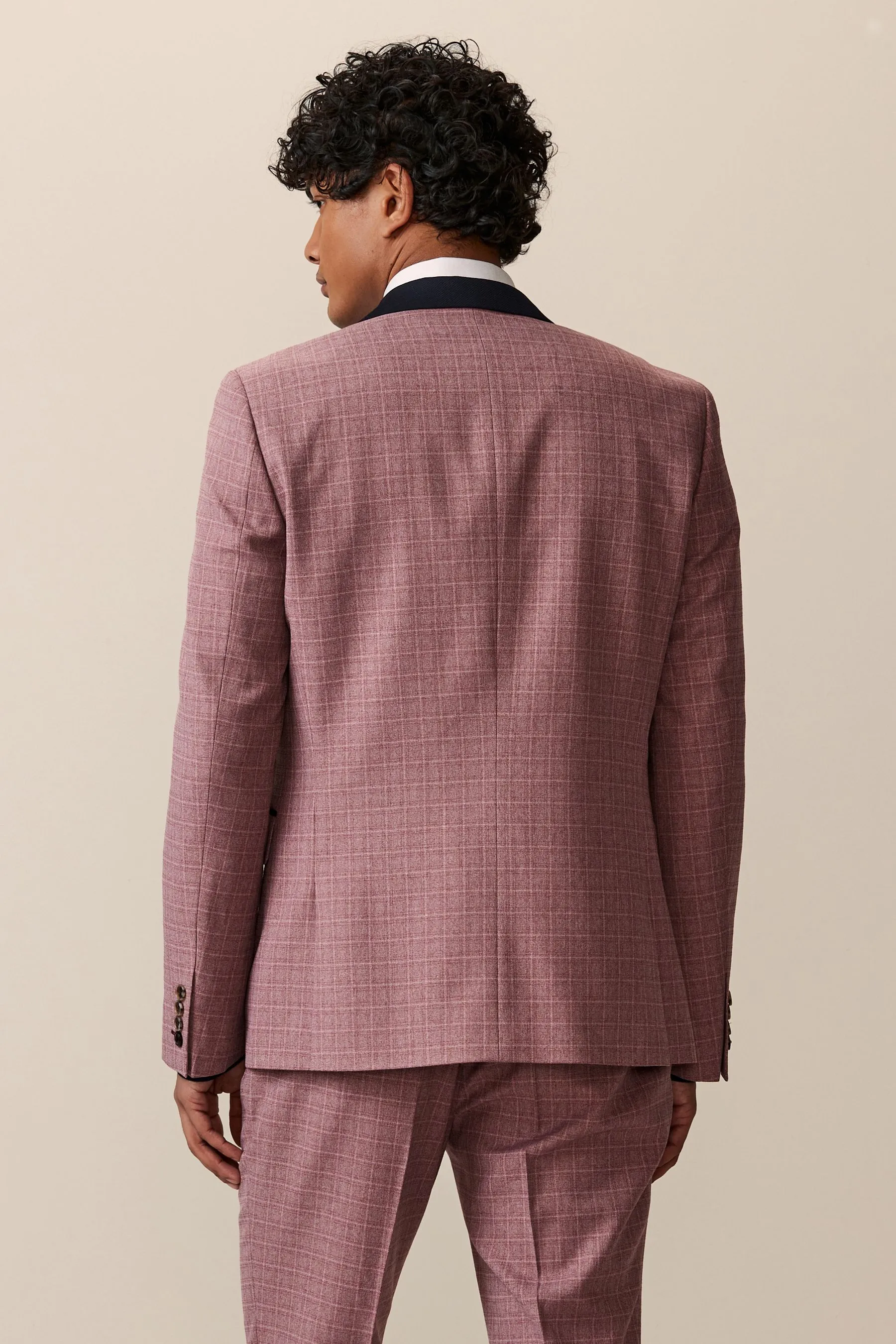 Rosa  - completo skinny A quadri Giacca