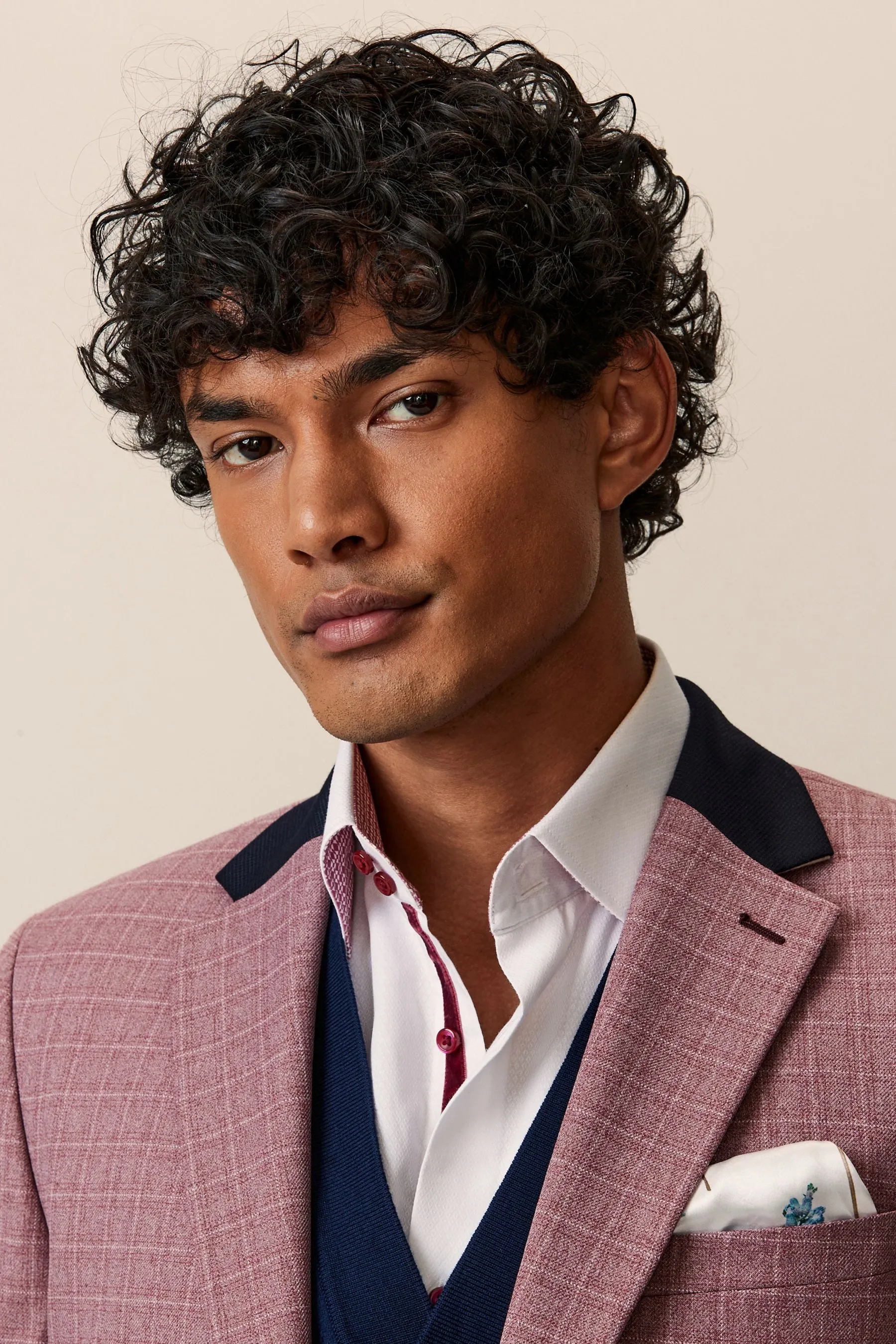 Rosa  - completo skinny A quadri Giacca