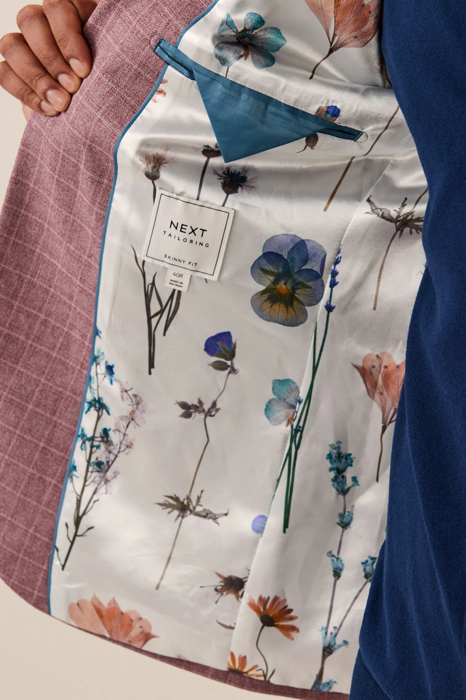 Rosa  - completo skinny A quadri Giacca