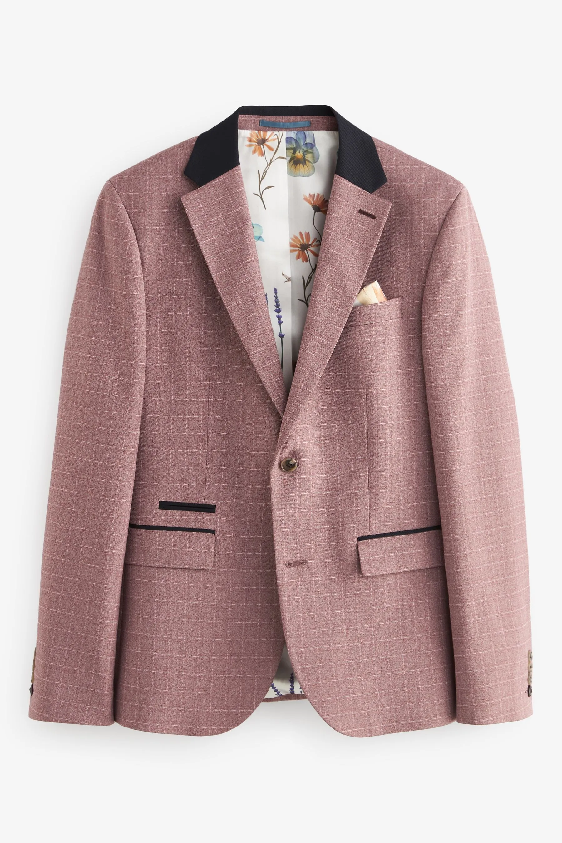 Rosa  - completo skinny A quadri Giacca