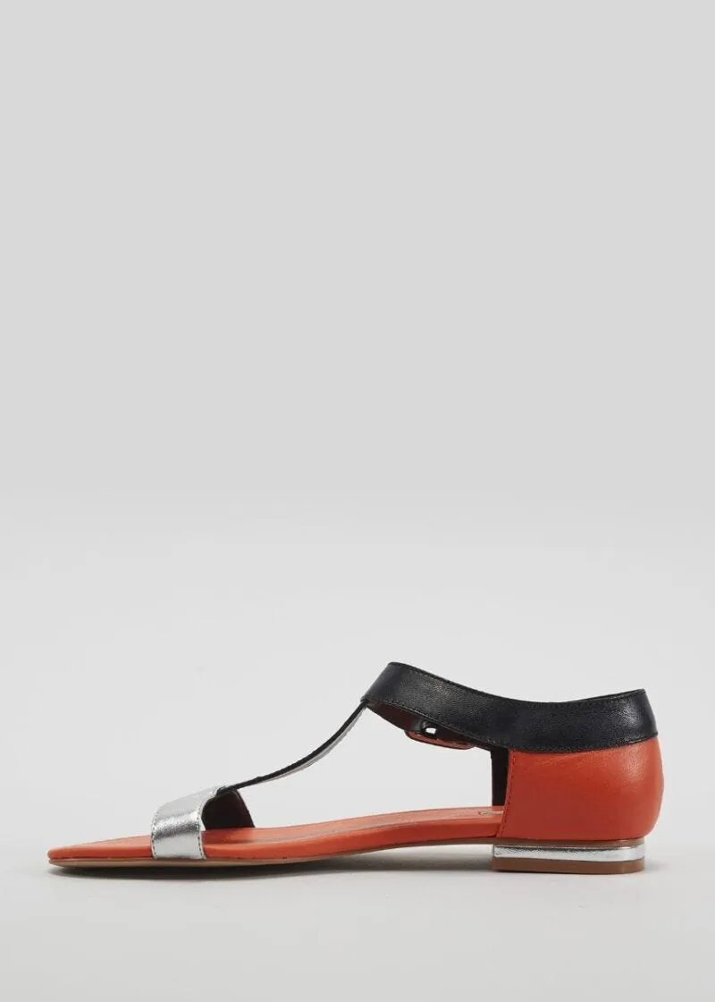 Saldali flat t-bar in nappa e pelle