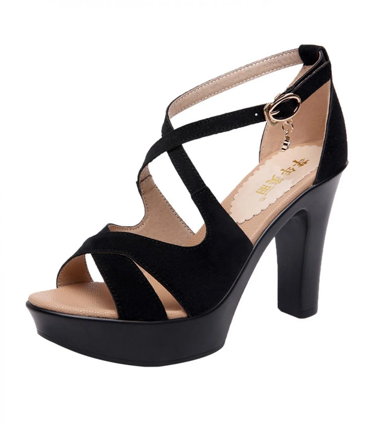 Sandali da donna con tacco alto in pelle Roma Sandali con plateau Donna Estate Scarpe eleganti Zeppe da donna con suola spessa