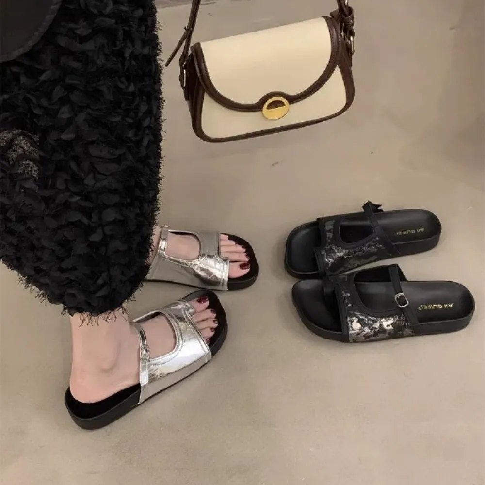 Sandali da spiaggia con infradito con suola spessa, scarpe da fata per abbigliamento esterno, nuovi sandali romani con suola mor